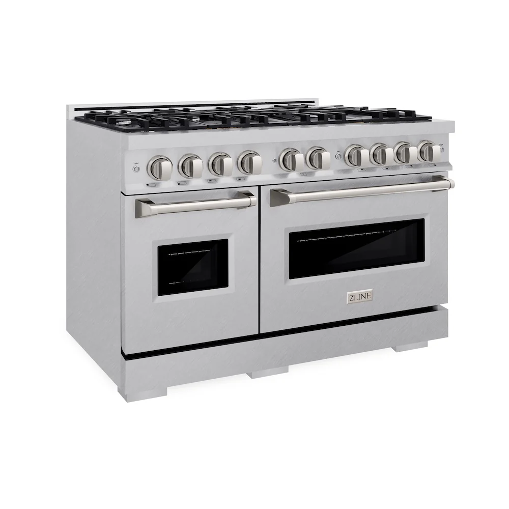 ZLINE 48 in. 6.7 cu. ft. Classic Double Oven Dual Fuel Range with 8 Burner Gas Cooktop in Satin Stainless Steel, Open Box-Great Condition
