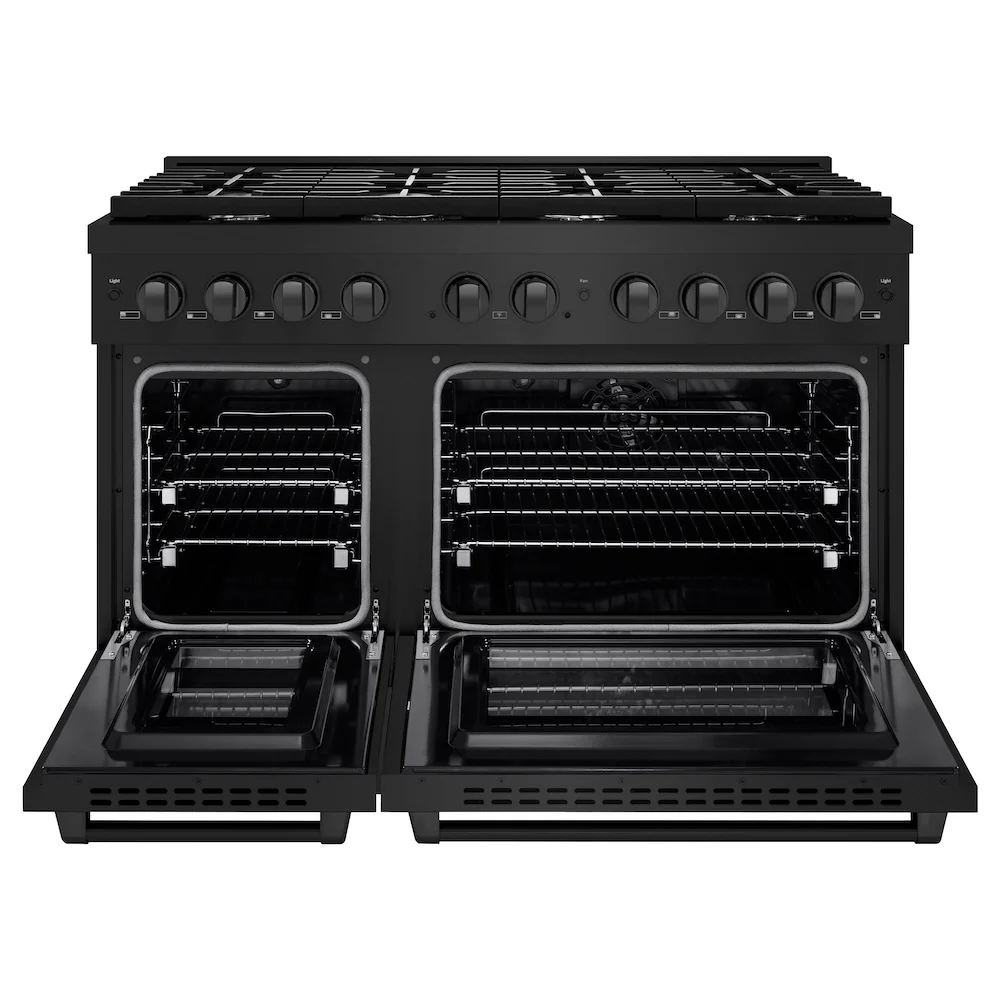 ZLINE 48 in. 6.7 cu. ft. Paramount Double Oven Dual Fuel Range with 8 Burner Gas Cooktop in Black Stainless Steel, Open Box-Great Condition - Image 5