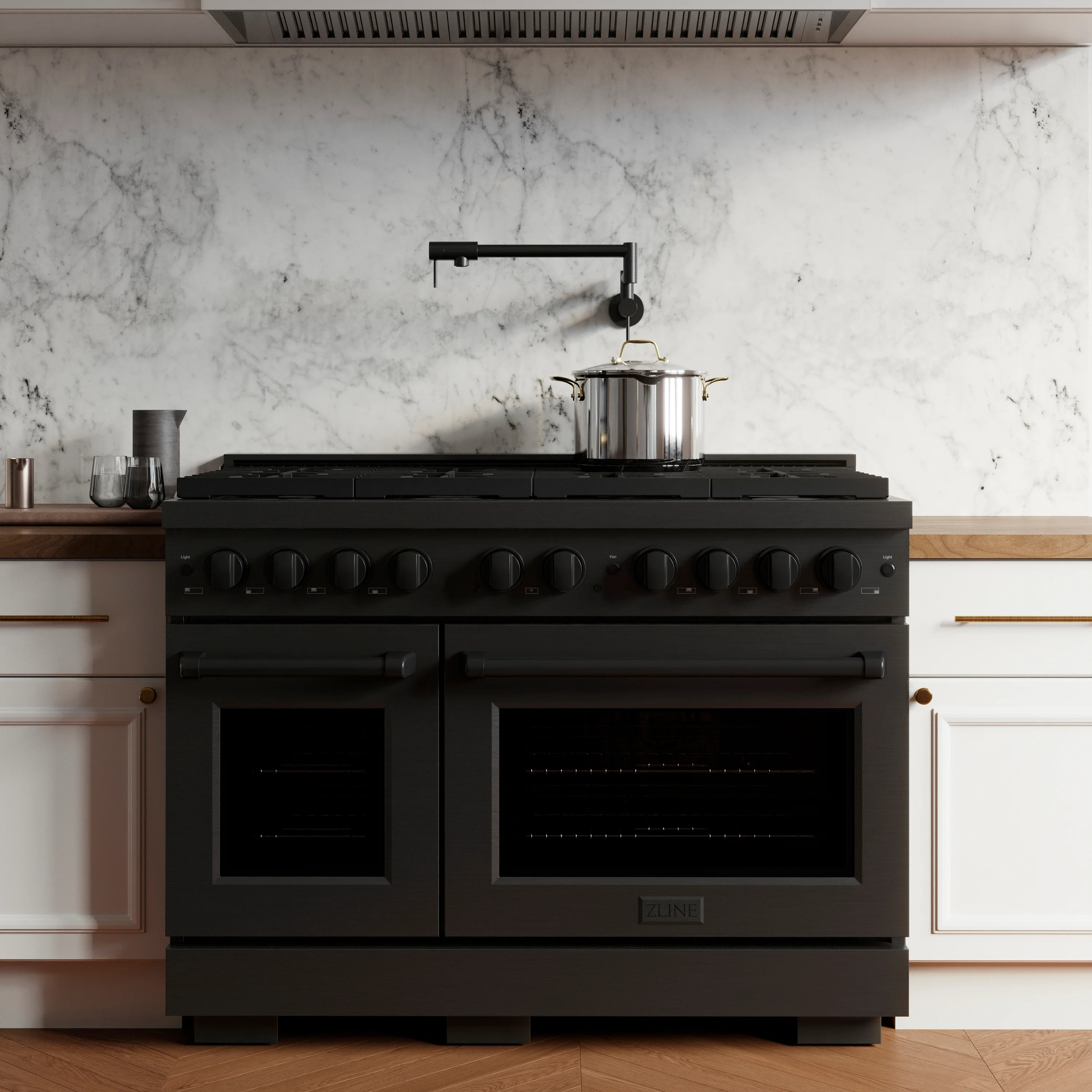 ZLINE 48 in. 6.7 cu. ft. Paramount Double Oven Gas Range with 8 Burner Cooktop in Black Stainless Steel, Open Box-Great Condition - Image 3