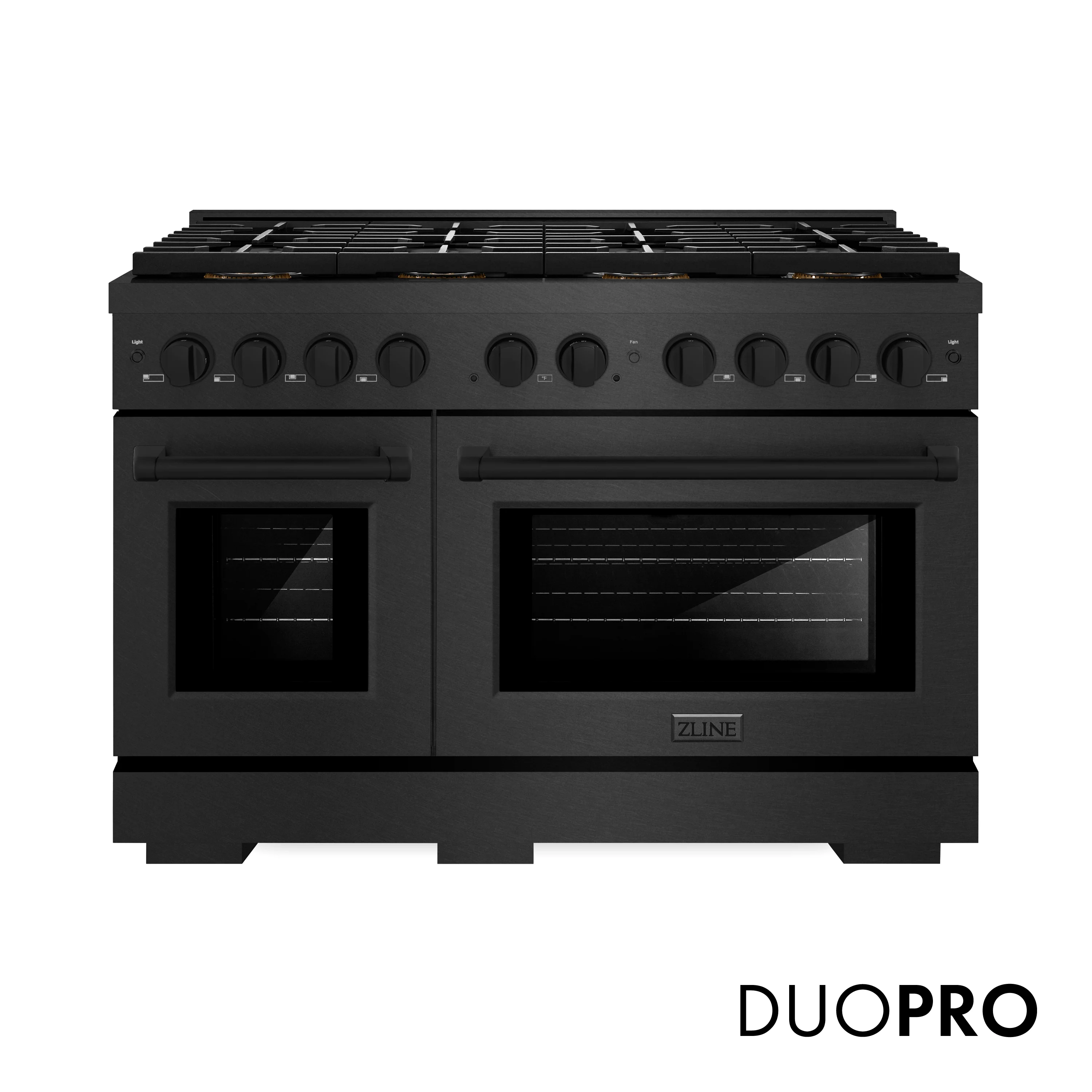 ZLINE 48 in. 6.7 cu. ft. Paramount Dual Fuel Range with 8 Burner DuoPro™ Cooktop and Dual Ovens in Black Satin Stainless Steel, Open Box-Great Condition