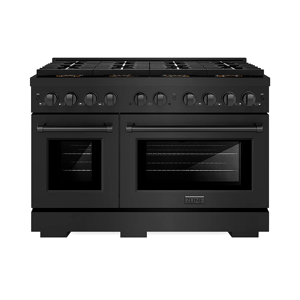 ZLINE 48 in. 6.7 cu. ft. Paramount Dual Fuel Range with 8 Burner DuoPro™ Cooktop and Dual Ovens in Black Stainless Steel, Open Box-Great Condition - Image 3