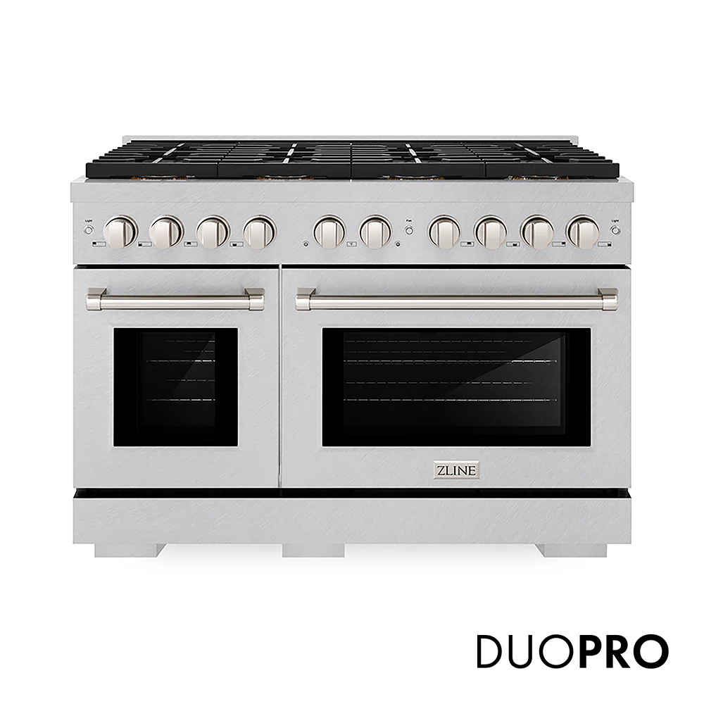 ZLINE 48 in. 6.7 cu. ft. Paramount Dual Fuel Range with 8 Burner DuoPro™ Cooktop and Dual Ovens in Satin Stainless Steel, Open Box-Great Condition