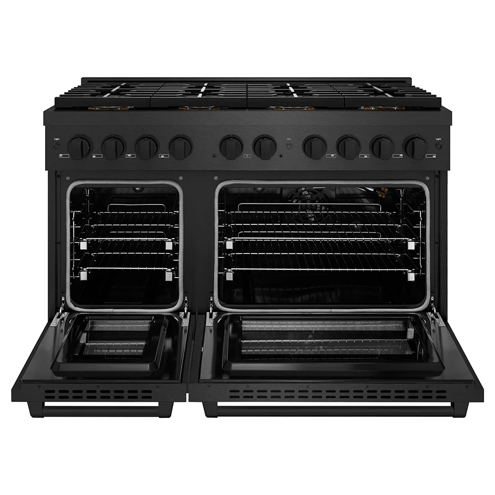 ZLINE 48 in. 6.7 cu. ft. Paramount Gas Range with 8 Burner DuoPro™ Cooktop and Dual Ovens in Black Satin Stainless Steel, Open Box-Great Condition - Image 4