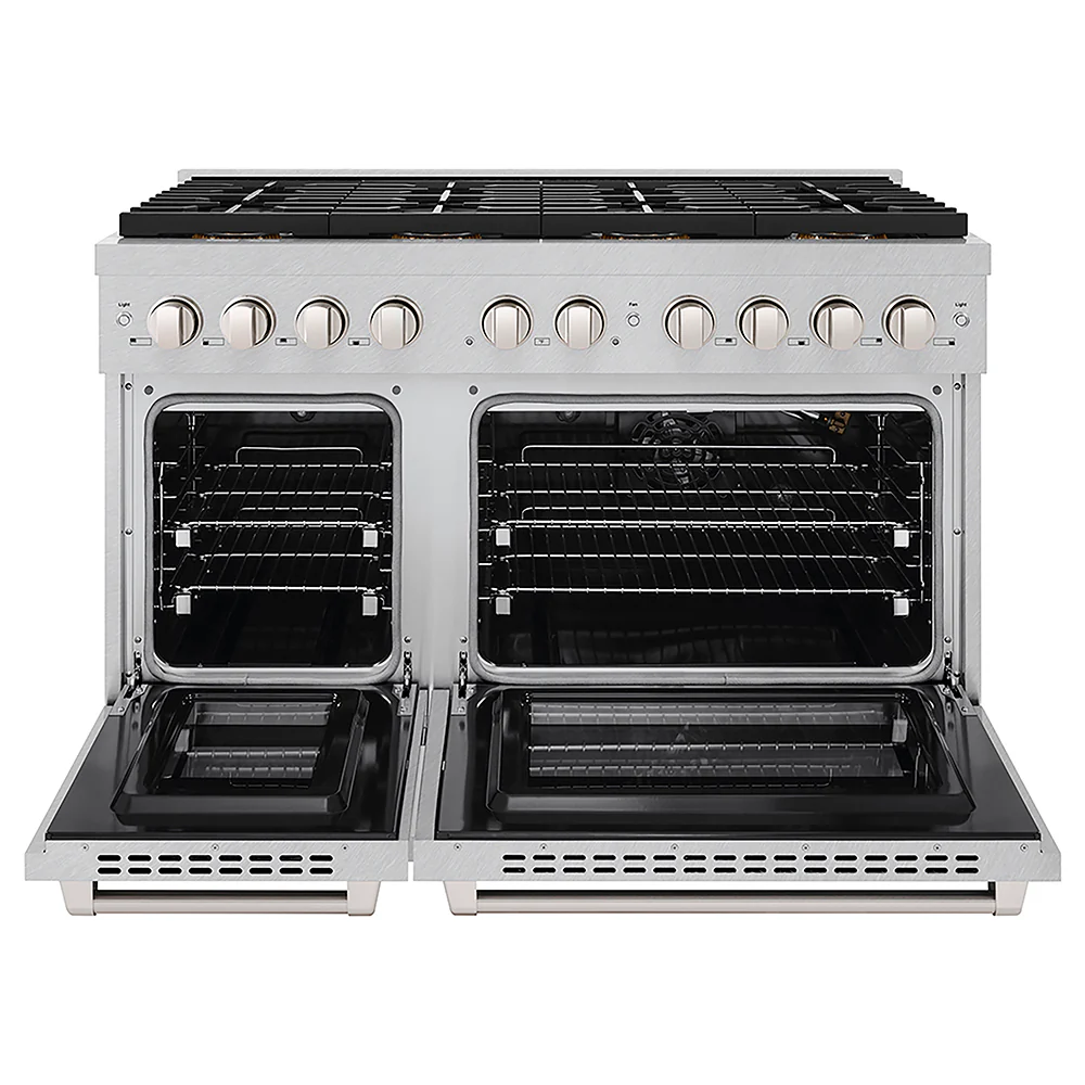 ZLINE 48 in. 6.7 cu. ft. Paramount Gas Range with 8 Burner DuoPro™ Cooktop and Dual Ovens in Satin Stainless Steel, Open Box-Great Condition - Image 4