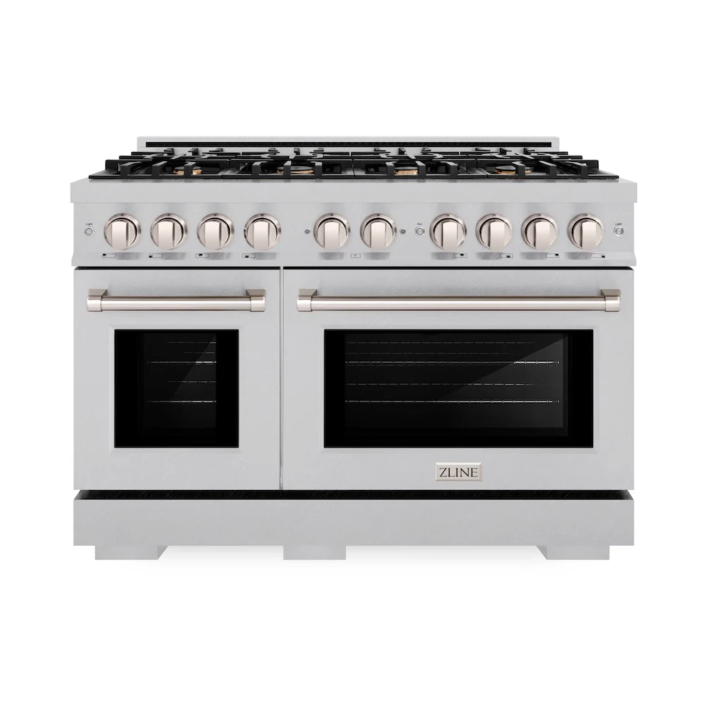 ZLINE 48 in. 6.7 cu. ft. Select Double Oven Dual Fuel Range in Satin Stainless Steel with 8 Brass Burners, Open Box-Great Condition - Image 4