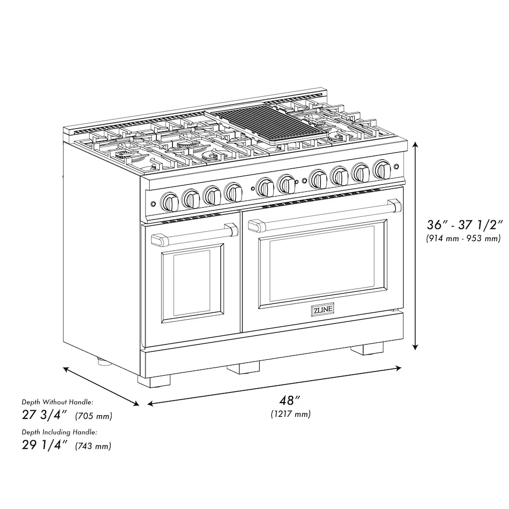 ZLINE 48 in. 6.7 cu. ft. Select Double Oven Dual Fuel Range with 8 Burner Gas Cooktop in Stainless Steel, Open Box-Great Condition - Image 11