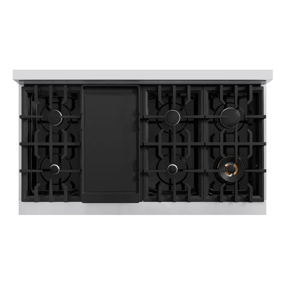 ZLINE 48 in. 6.7 cu. ft. Select Double Oven Dual Fuel Range with 8 Burner Gas Cooktop in Stainless Steel with Black Matte Doors, Open Box-Great Condition - Image 2