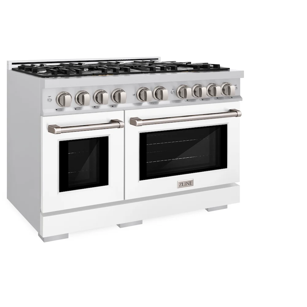 ZLINE 48 in. 6.7 cu. ft. Select Double Oven Dual Fuel Range with 8 Burner Gas Cooktop in Stainless Steel with White Matte Doors, Open Box-Great Condition - Image 6