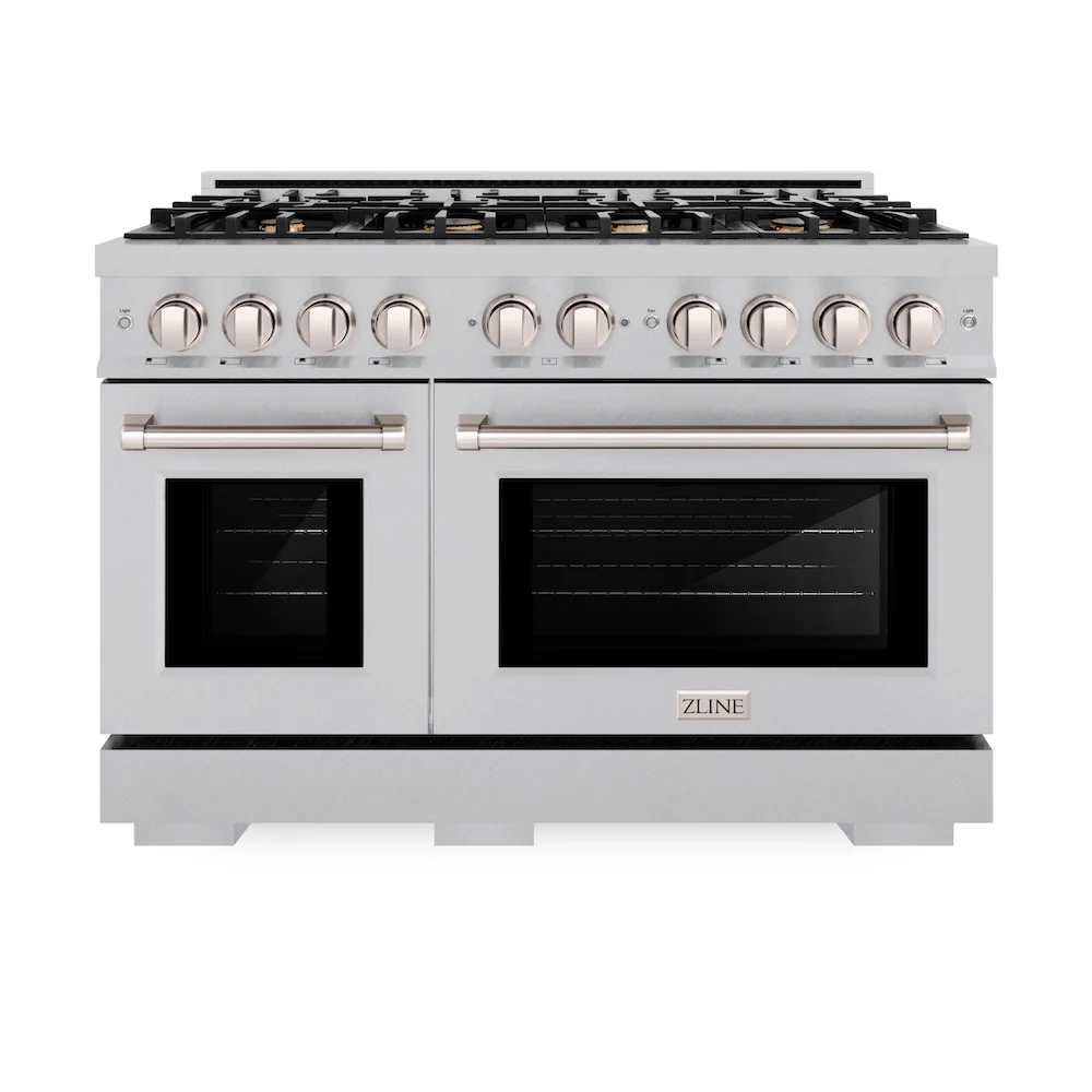 ZLINE 48 in. 6.7 cu. ft. Select Double Oven Gas Range in Satin Stainless Steel with 8 Brass Burners, Open Box-Great Condition - Image 3