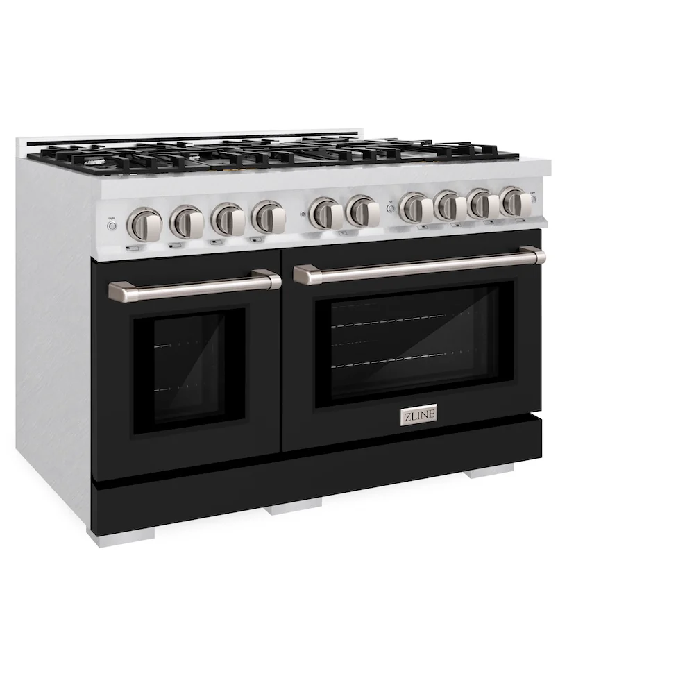 ZLINE 48 in. 6.7 cu. ft. Select Double Oven Gas Range with 8 Burner Cooktop in Satin Stainless Steel with Black Matte Doors, Open Box-Great Condition - Image 6