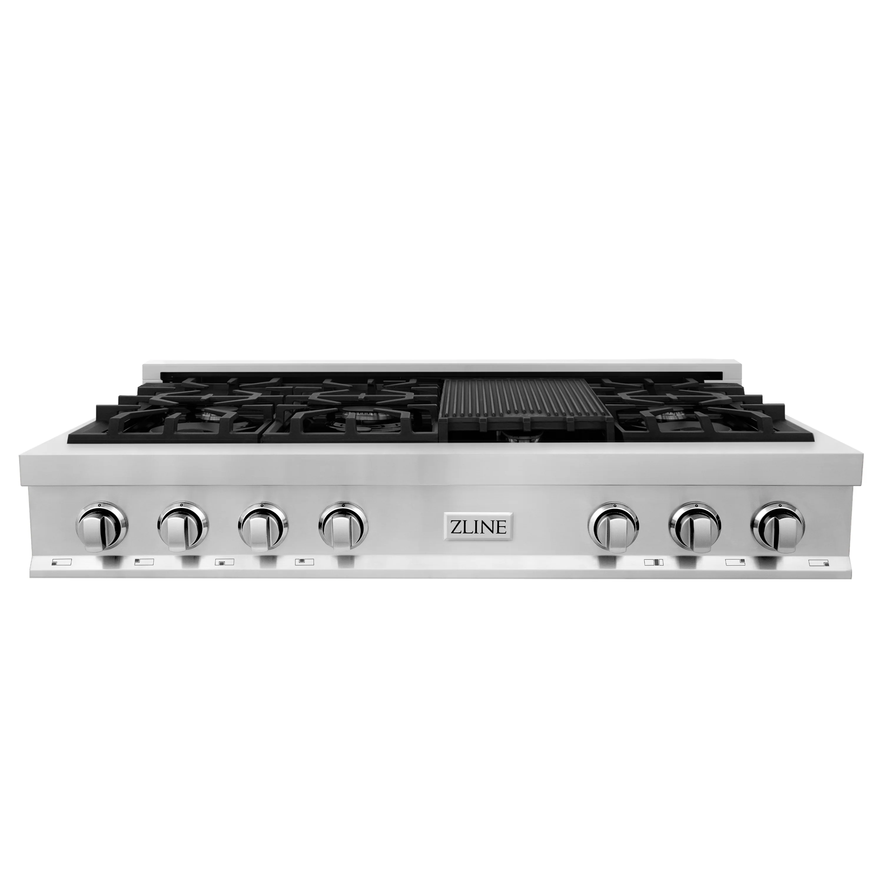 ZLINE 48 in. Legacy Gas Rangetop with 7 Burners and Porcelain Cooktop in Stainless Steel, Open Box-Good Condition