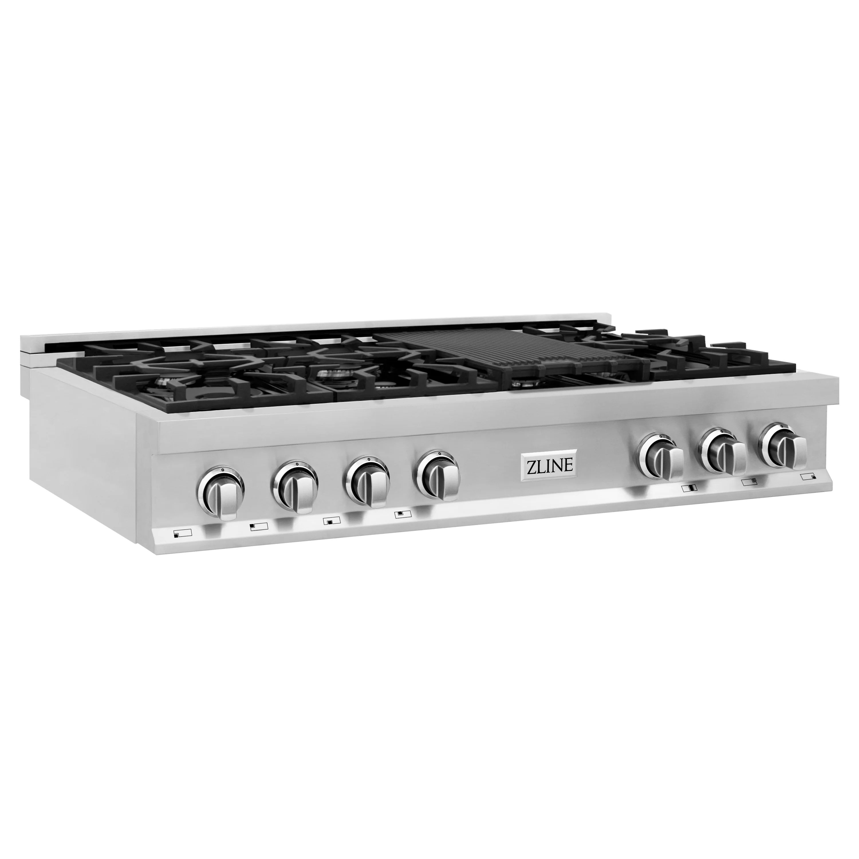 ZLINE 48 in. Legacy Gas Rangetop with 7 Burners and Porcelain Cooktop in Stainless Steel, Open Box-Good Condition - Image 3