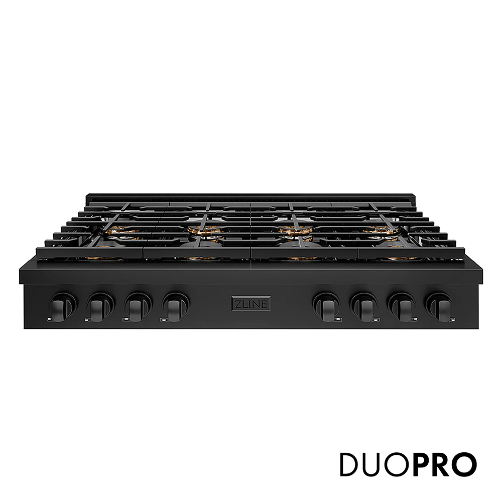 ZLINE 48 in. Paramount Gas Rangetop with 8 Burner DuoPro™ Cooktop in Black Stainless Steel, Open Box-Great Condition