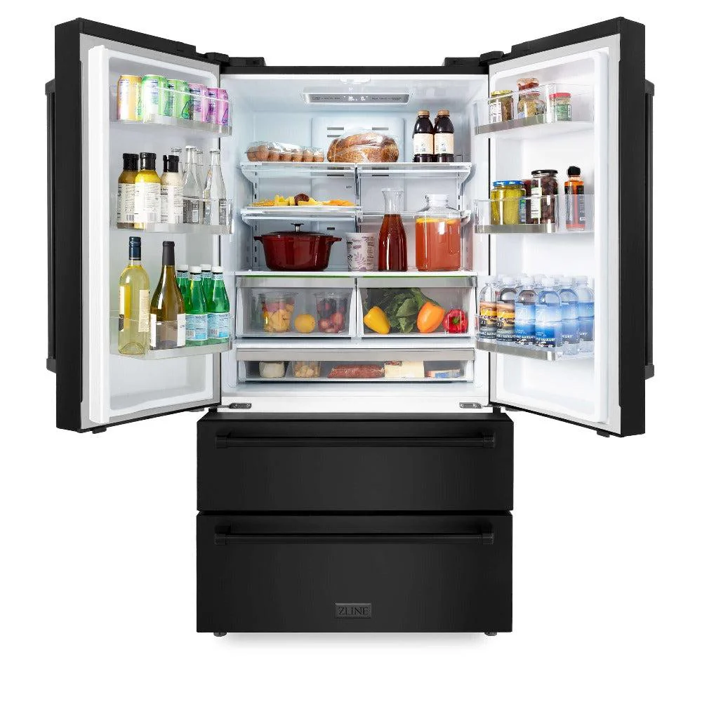 ZLINE Kitchen Package with Black Stainless Steel Refrigerator, 48 in. Dual Fuel Range, Range Hood, and Microwave Drawer (4KPR-RABRH48-MW) - Image 14