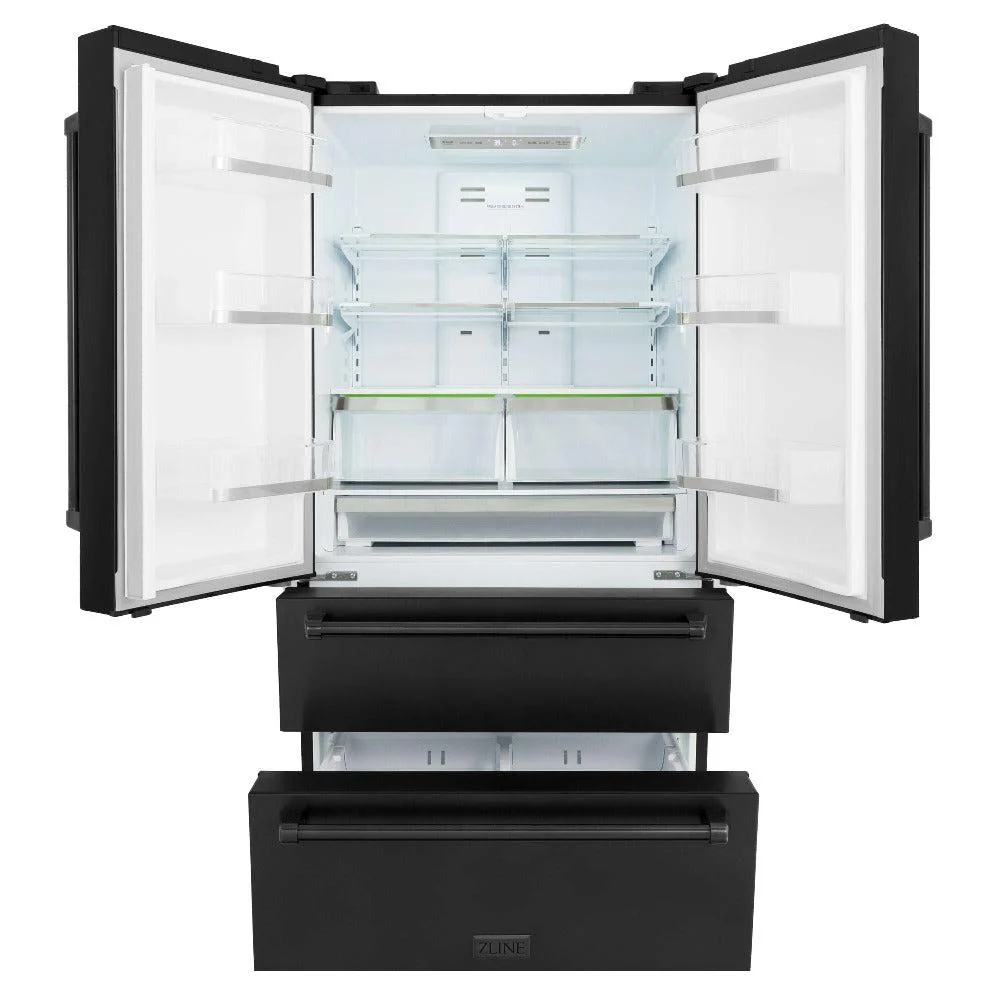 ZLINE Kitchen Package with Black Stainless Steel Refrigerator, 48 in. Dual Fuel Range, Range Hood, and Microwave Drawer (4KPR-RABRH48-MW) - Image 15