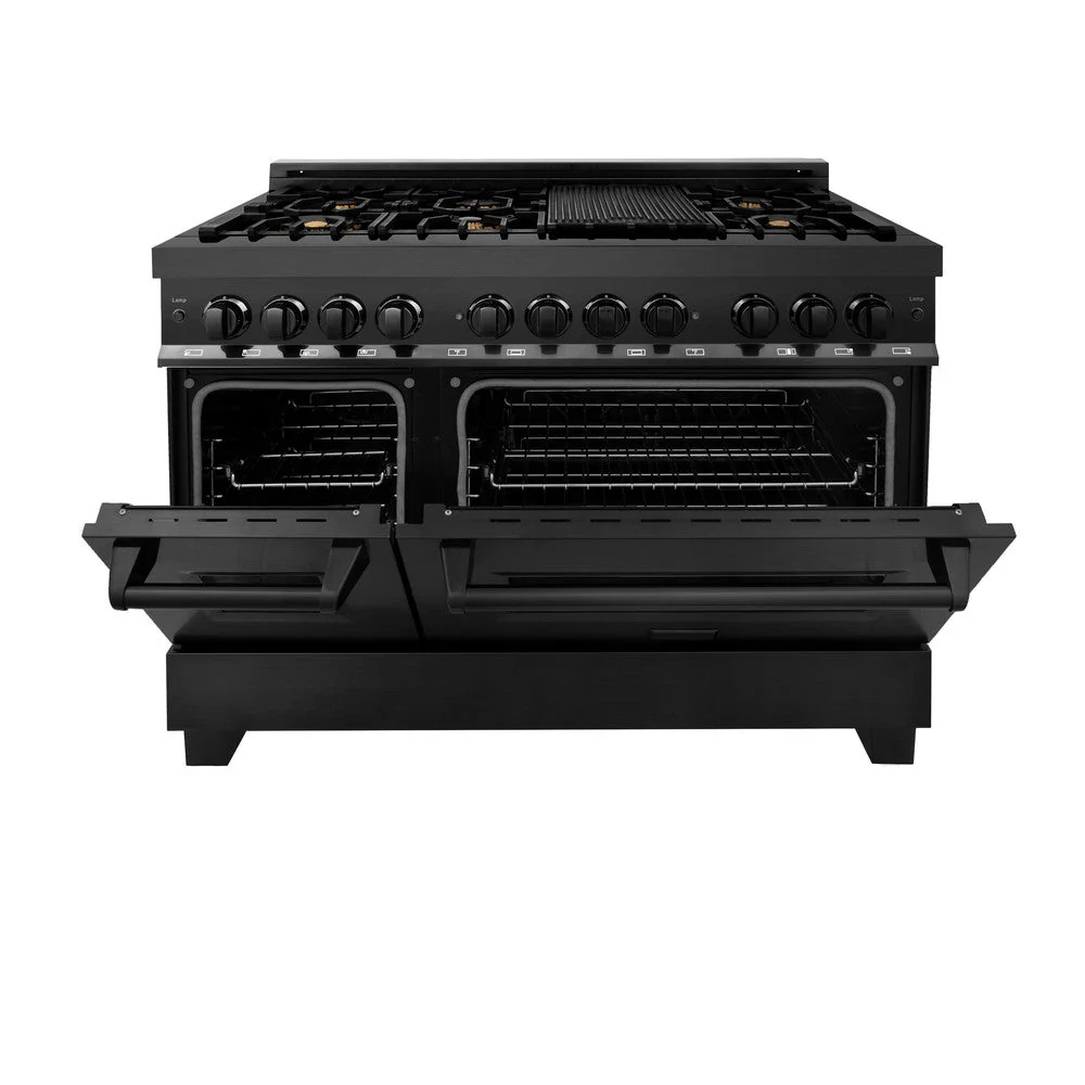 ZLINE Kitchen Package with Black Stainless Steel Refrigerator, 48 in. Dual Fuel Range, Range Hood, and Microwave Drawer (4KPR-RABRH48-MW) - Image 20