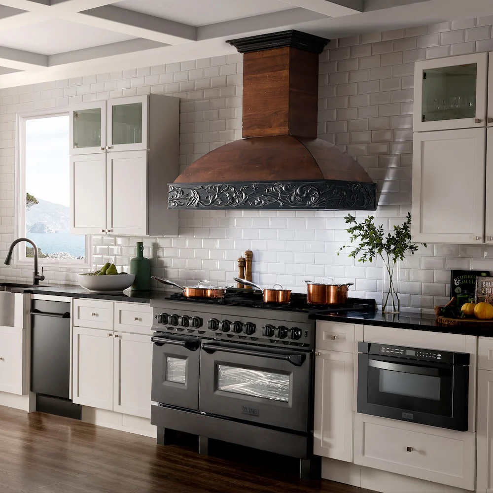 ZLINE 48 in. 6.0 cu. ft. Legacy Dual Fuel Range with Gas Cooktop and 2 Electric Ovens in Black Stainless Steel with 6 Brass Burners (RAB-BR-48) - Image 16