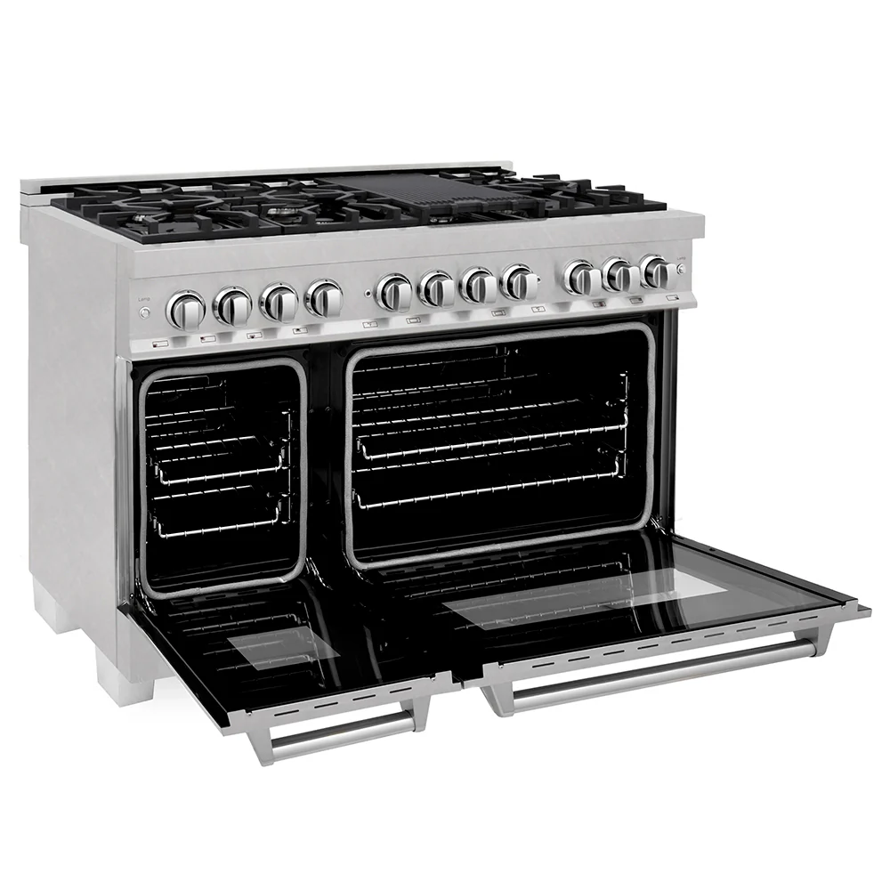 ZLINE 48 in. 6.0 cu. ft. Legacy Dual Fuel Range with 7 Burner Gas Cooktop and 2 Electric Ovens in Satin Stainless Steel (RAS-SN-48) - Image 8