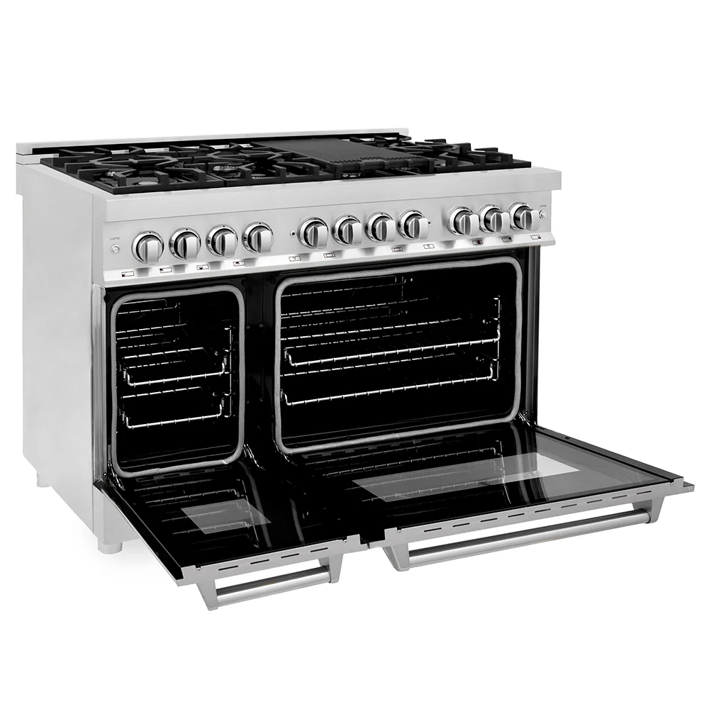 ZLINE 48 in. 6.0 cu. ft. Legacy Dual Fuel Range with 7 Burner Gas Cooktop and 2 Electric Ovens in Stainless Steel with Satin Stainless Steel Doors (RA-SN-48) - Image 7