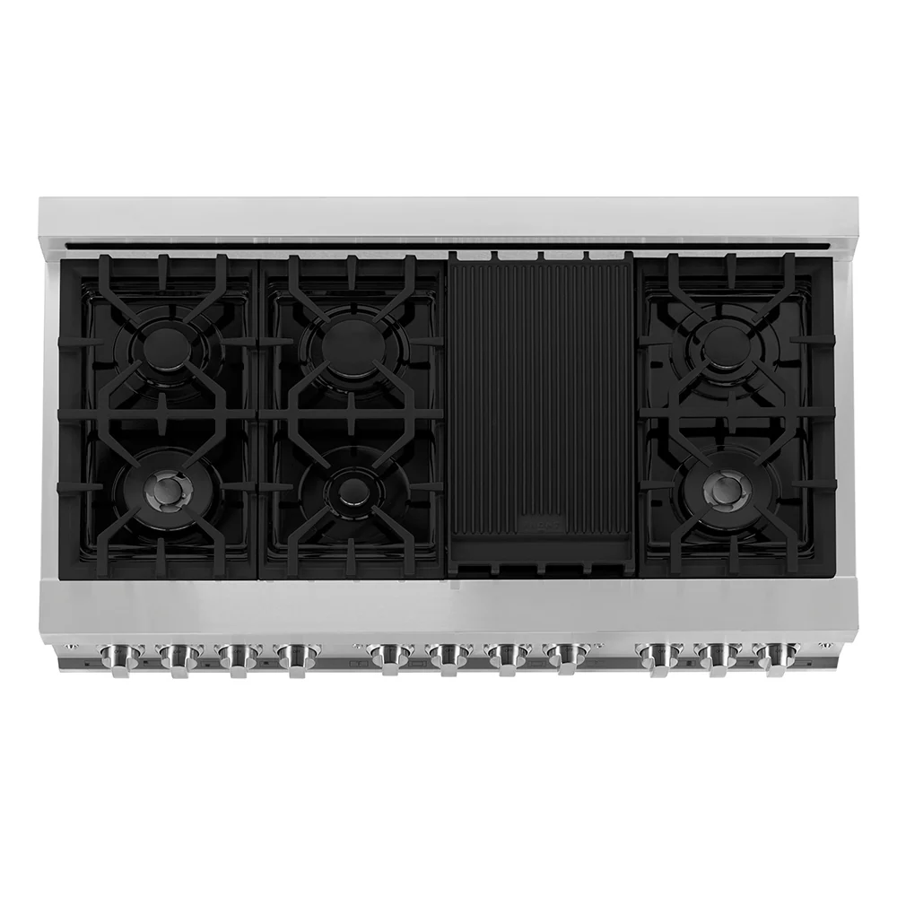ZLINE 48 in. 6.0 cu. ft. Legacy Dual Fuel Range with 7 Burner Gas Cooktop and 2 Electric Ovens in Stainless Steel with Satin Stainless Steel Doors (RA-SN-48) - Image 8