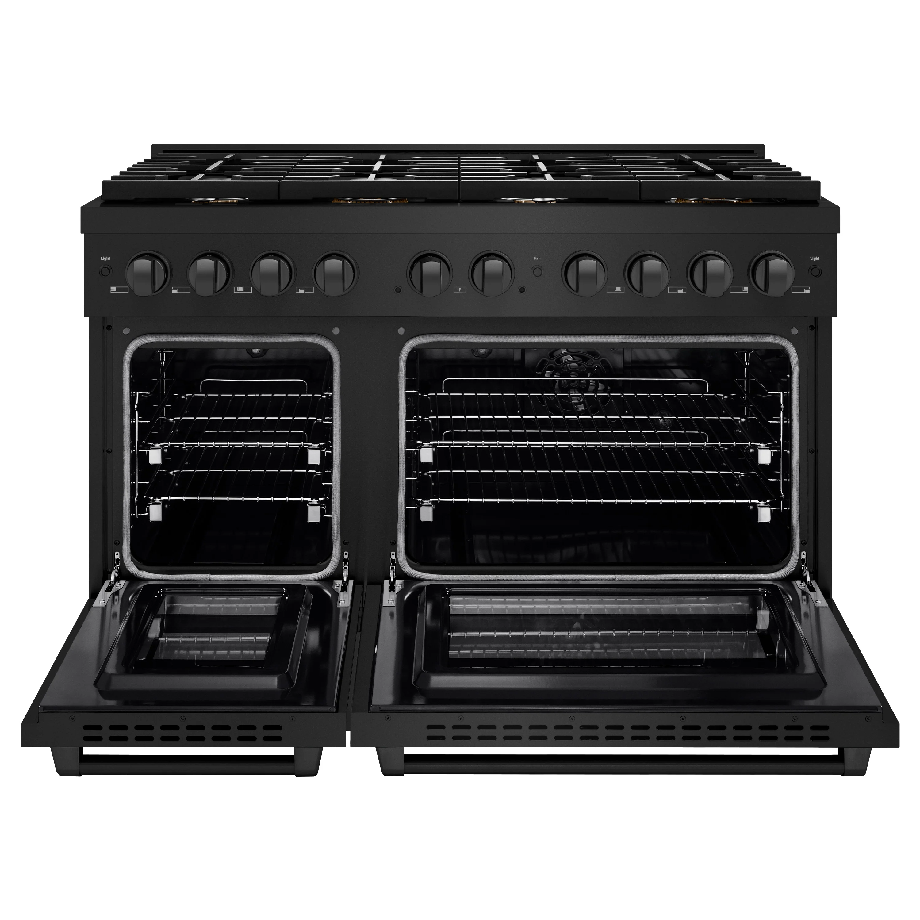 ZLINE 48 in. 6.7 cu. ft. Paramount Double Oven Dual Fuel Range in Black Stainless Steel with 8 Brass Burners (SDRB-BR-48) - Image 3