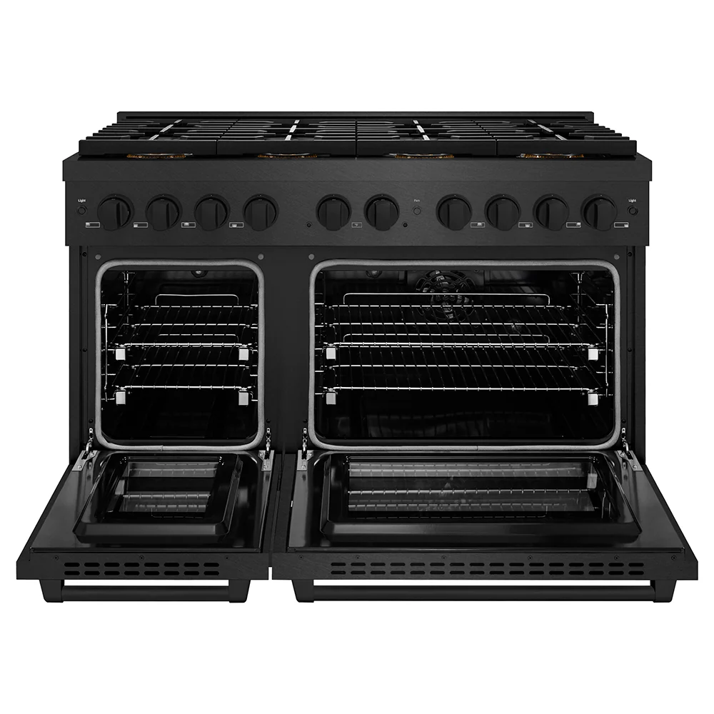 ZLINE 48 in. 6.7 cu. ft. Paramount Dual Fuel Range with 8 Burner DuoPro™ Cooktop and Dual Ovens in Black Satin Stainless Steel (PSDRBS-48) - Image 4