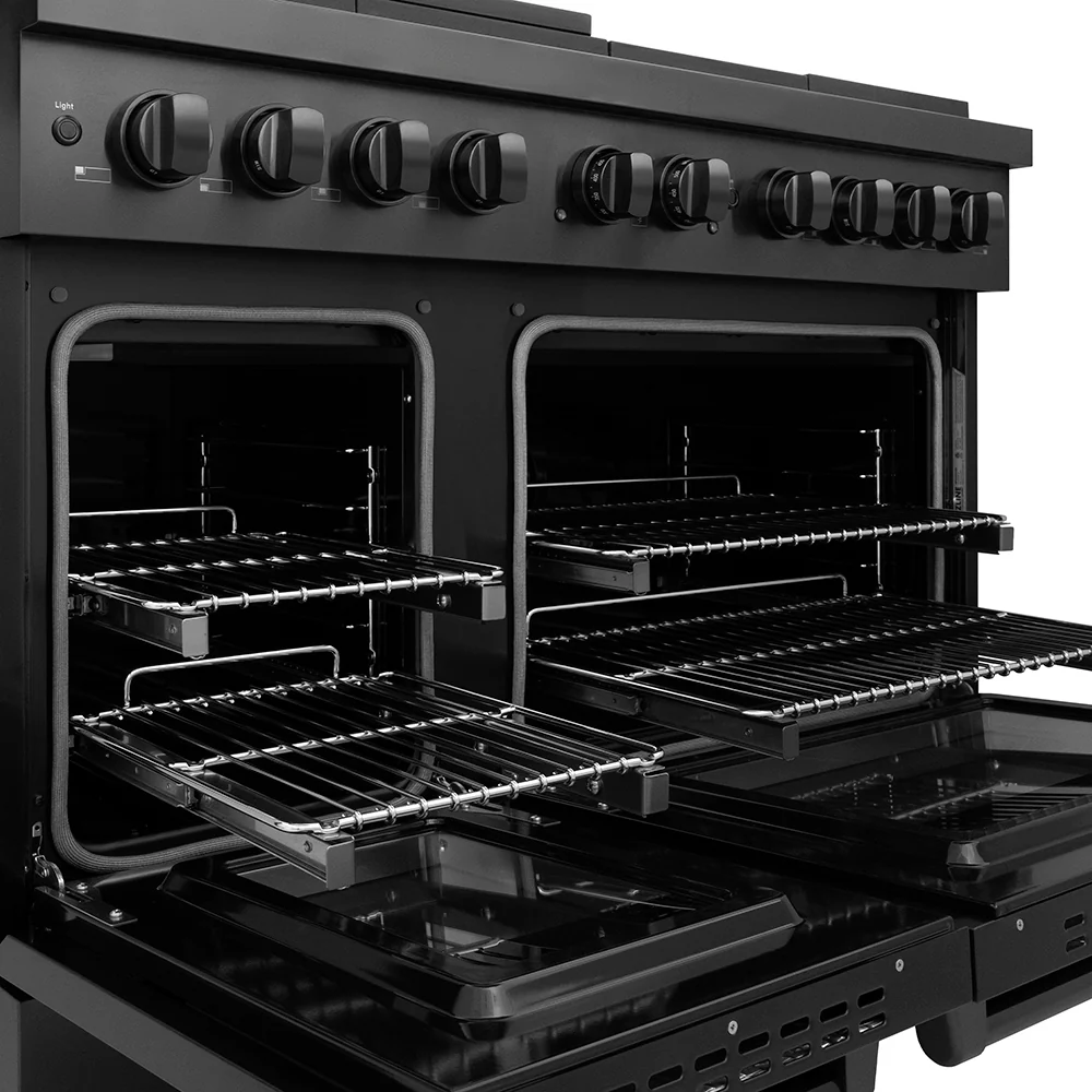 ZLINE 48 in. 6.7 cu. ft. Paramount Dual Fuel Range with 8 Burner DuoPro™ Cooktop and Dual Ovens in Black Stainless Steel (PSDRB-48) - Image 11