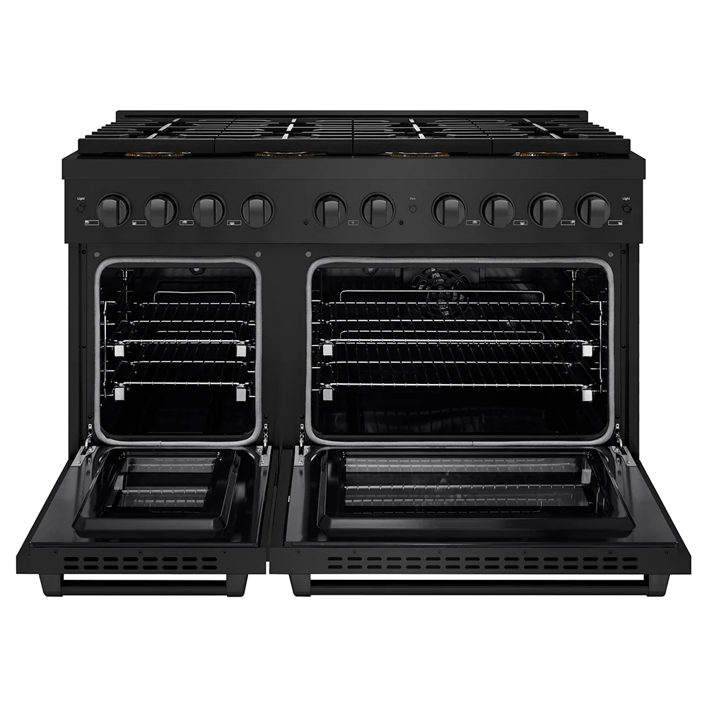 ZLINE 48 in. 6.7 cu. ft. Paramount Dual Fuel Range with 8 Burner DuoPro™ Cooktop and Dual Ovens in Black Stainless Steel (PSDRB-48) - Image 5