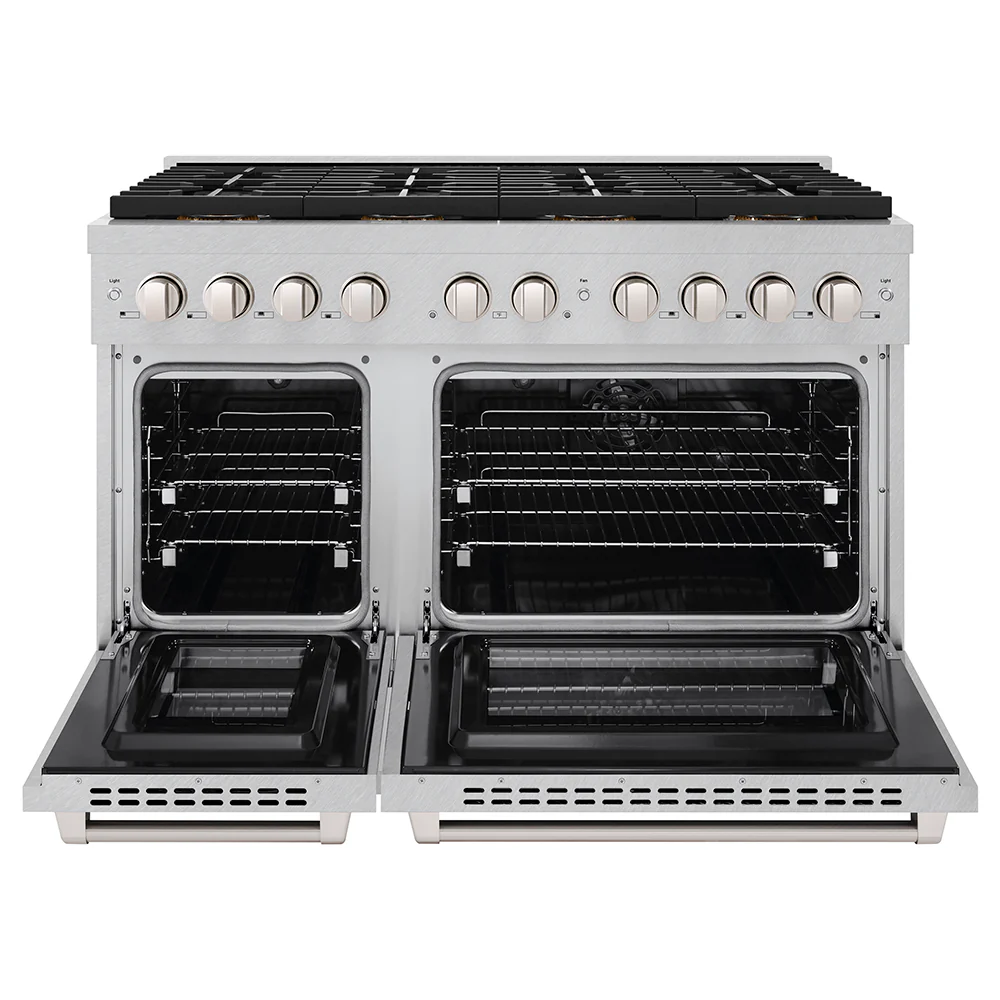 ZLINE 48 in. 6.7 cu. ft. Paramount Dual Fuel Range with 8 Burner DuoPro™ Cooktop and Dual Ovens in Satin Stainless Steel (PSDRS-48) - Image 4