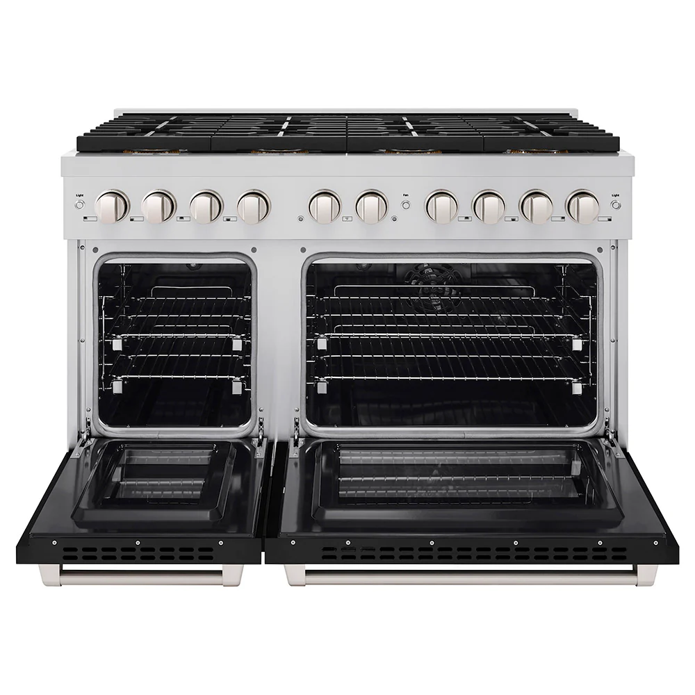 ZLINE 48 in. 6.7 cu. ft. Paramount Dual Fuel Range with 8 Burner DuoPro™ Cooktop and Dual Ovens with Black Matte Doors (PSDR-BLM-48) - Image 4