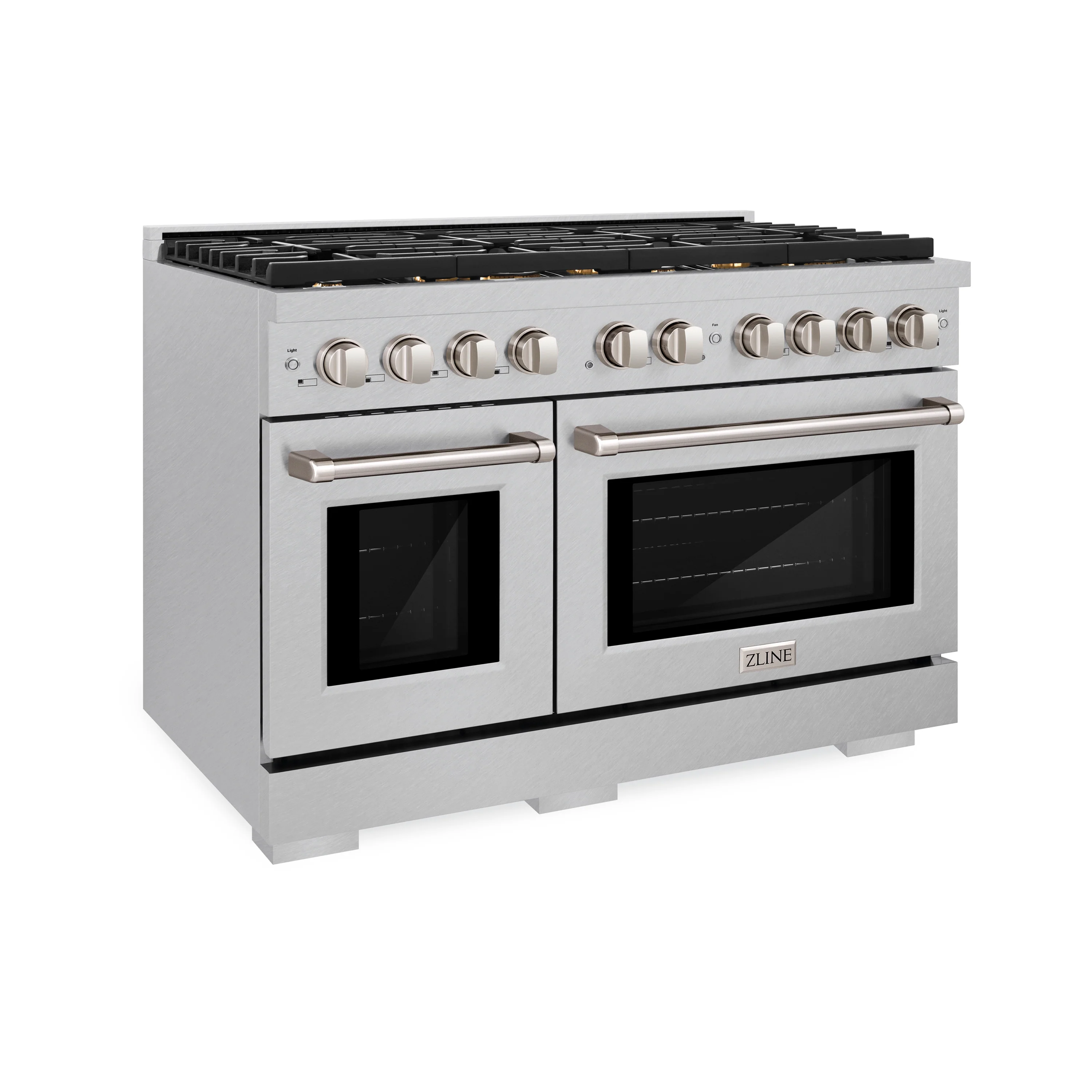 ZLINE 48 in. 6.7 cu. ft. Paramount Double Oven Dual Fuel Range in Satin Stainless Steel with 8 Brass Burners (SDRS-BR-48) - Image 3