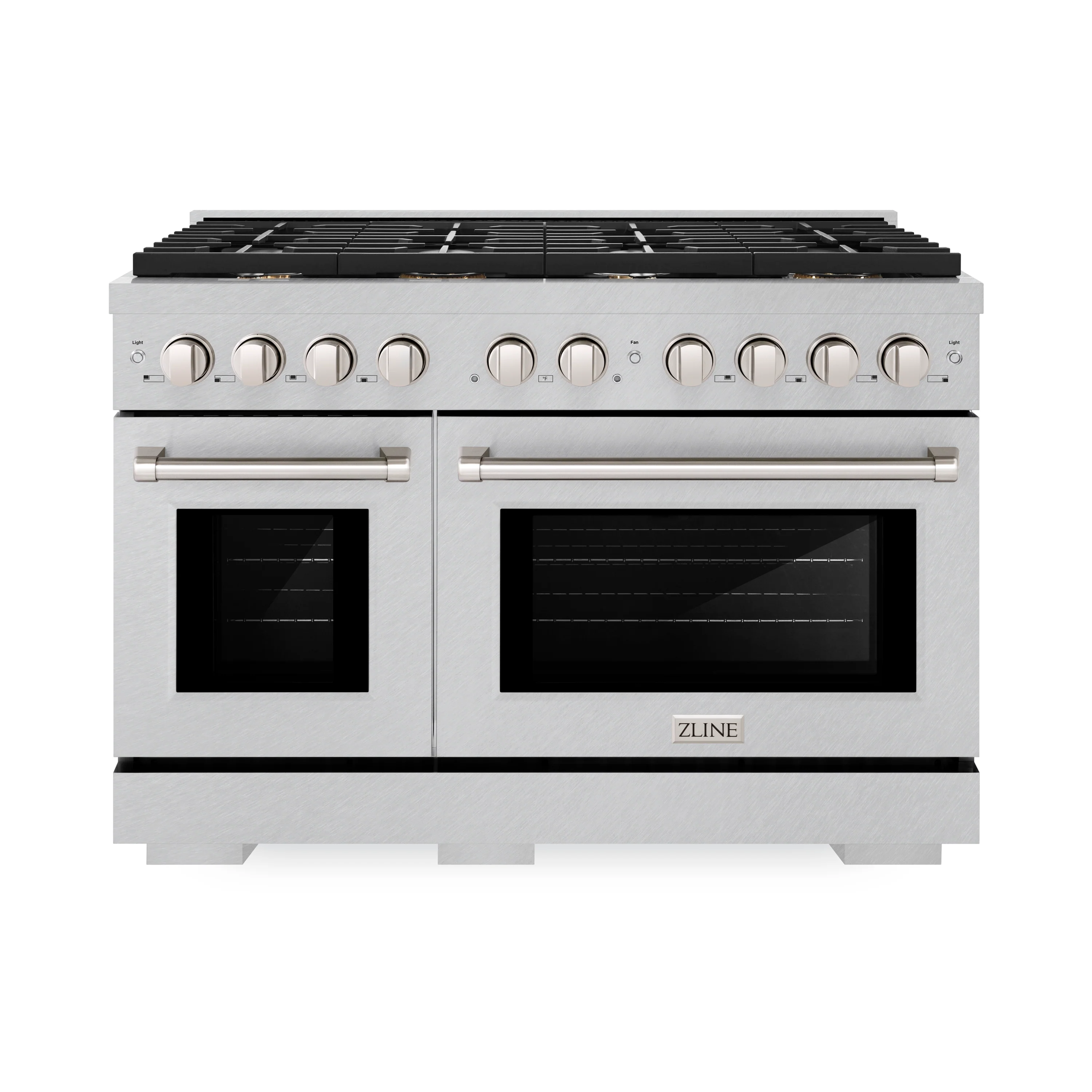 ZLINE 48 in. 6.7 cu. ft. Paramount Double Oven Dual Fuel Range in Satin Stainless Steel with 8 Brass Burners (SDRS-BR-48) - Image 4
