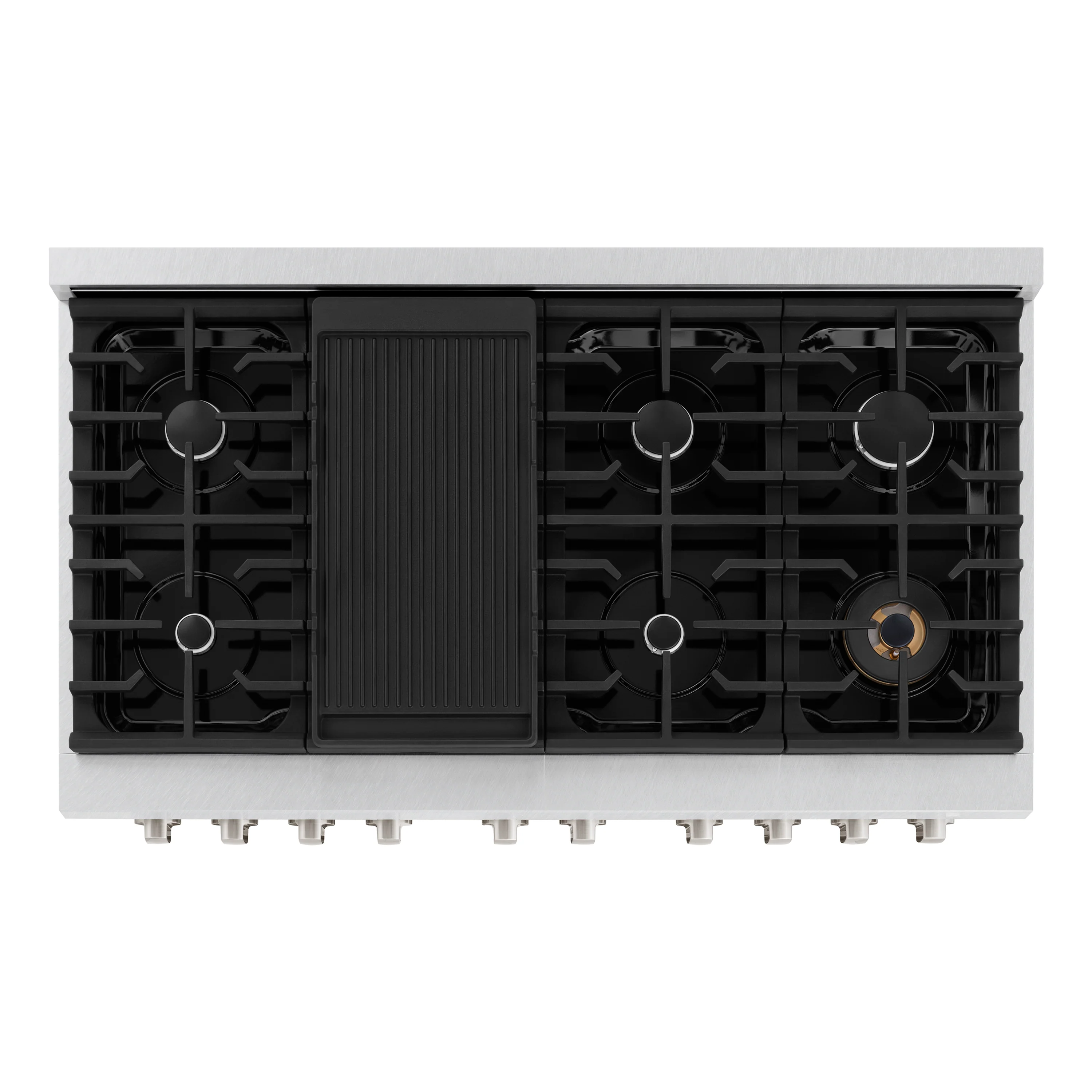 ZLINE 48 in. 6.7 cu. ft. Paramount Double Oven Dual Fuel Range with 8 Burner Gas Cooktop in Satin Stainless Steel (SDRS-48) - Image 12