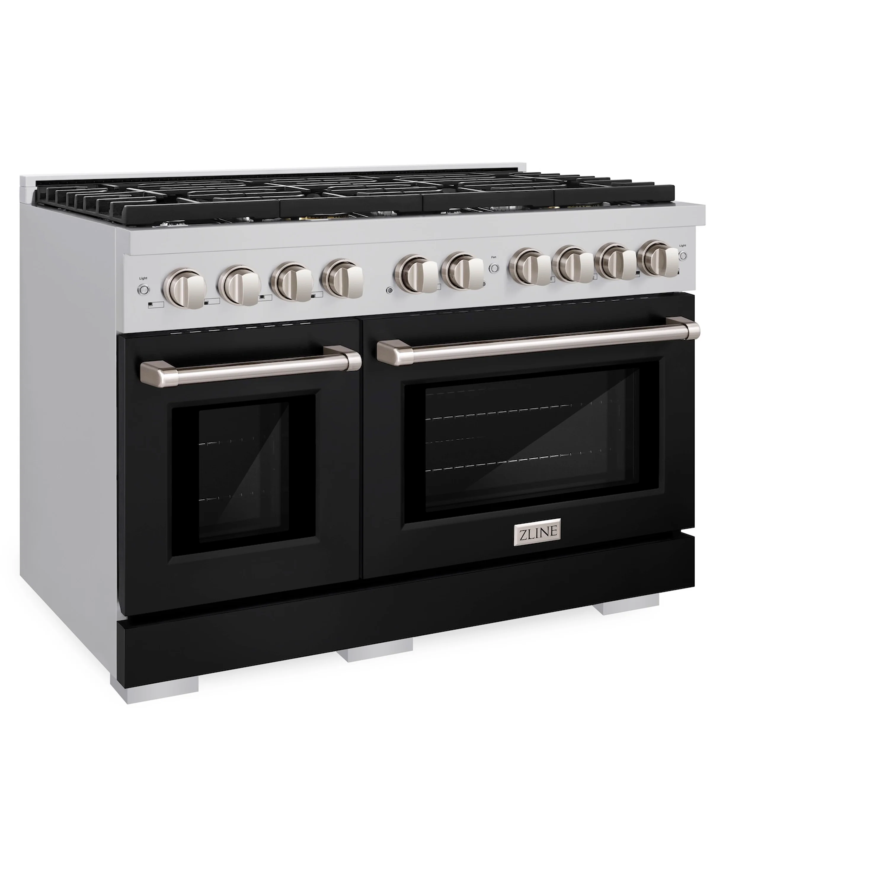 ZLINE 48 in. 6.7 cu. ft. Paramount Double Oven Dual Fuel Range with 8 Burner Gas Cooktop in Stainless Steel with Black Matte Doors (SDR-BLM-48) - Image 5