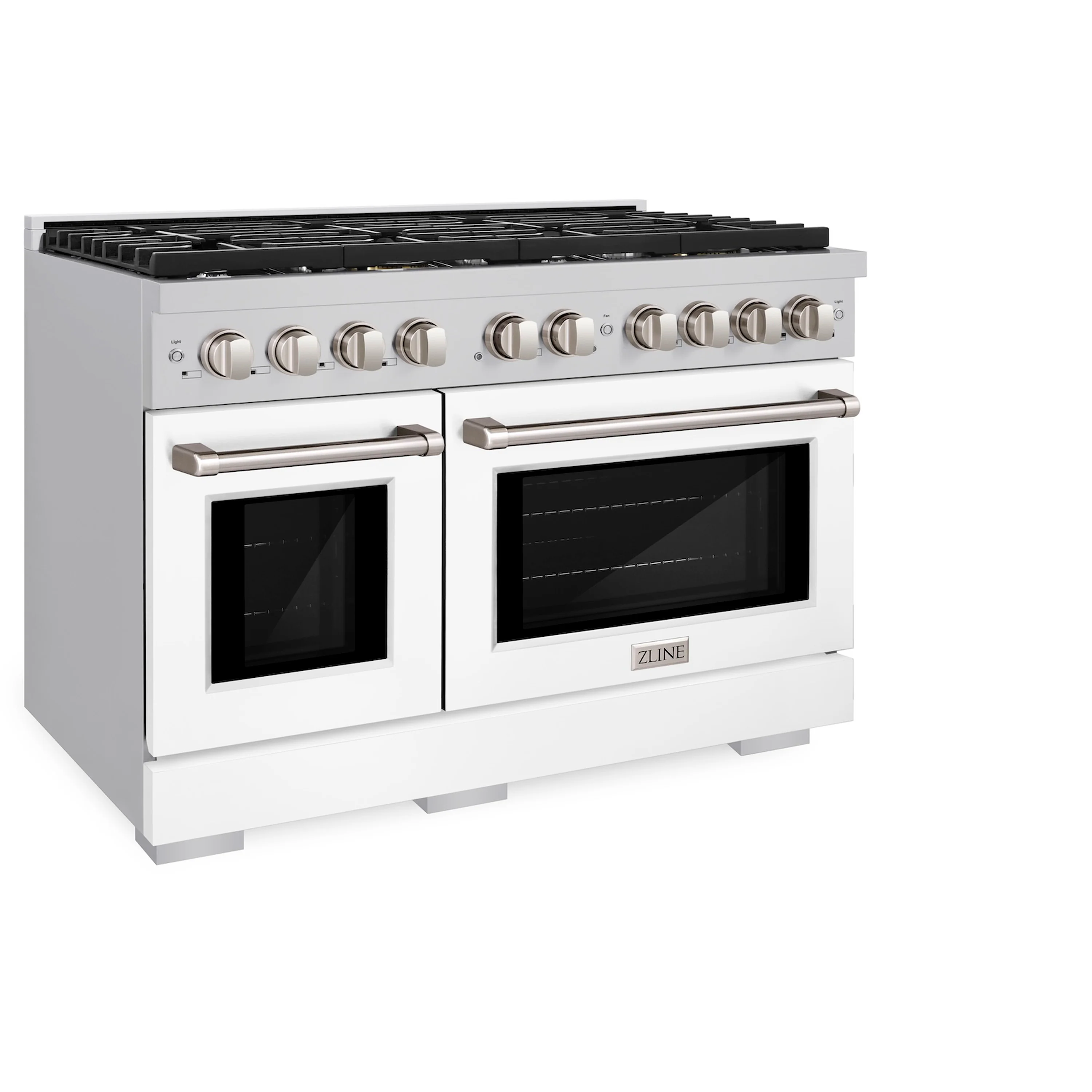 ZLINE 48 in. 6.7 cu. ft. Paramount Double Oven Dual Fuel Range with 8 Burner Gas Cooktop in Stainless Steel with White Matte Doors (SDR-WM-48) - Image 6