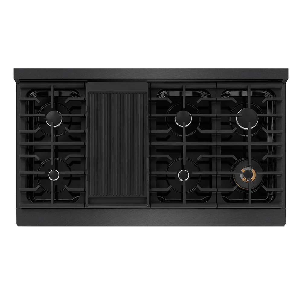 ZLINE 48 in. 6.7 cu. ft. Paramount Double Oven Gas Range with 8 Burner Cooktop in Black Satin Stainless Steel (SGRBS-48) - Image 3