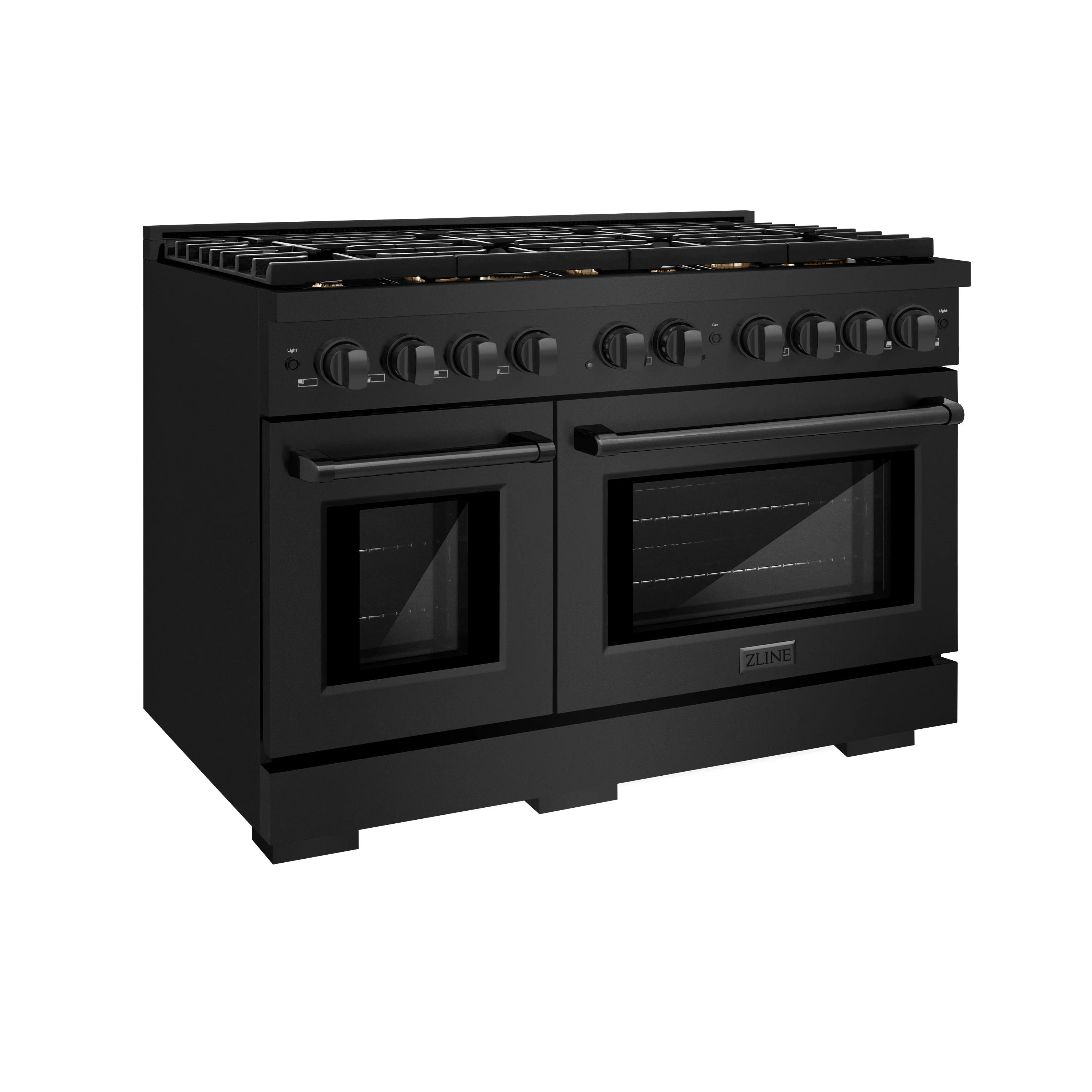 ZLINE 48 in. 6.7 cu. ft. Paramount Double Oven Gas Range in Black Stainless Steel with 8 Brass Burners (SGRB-BR-48) - Image 3