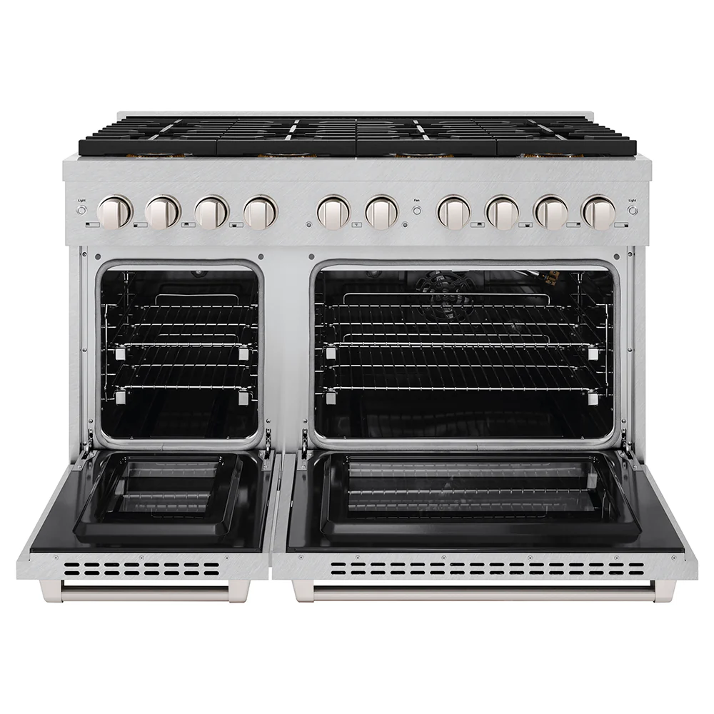 ZLINE 48 in. 6.7 cu. ft. Paramount Gas Range with 8 Burner DuoPro™ Cooktop and Dual Ovens in Satin Stainless Steel (PSGRS-48) - Image 4