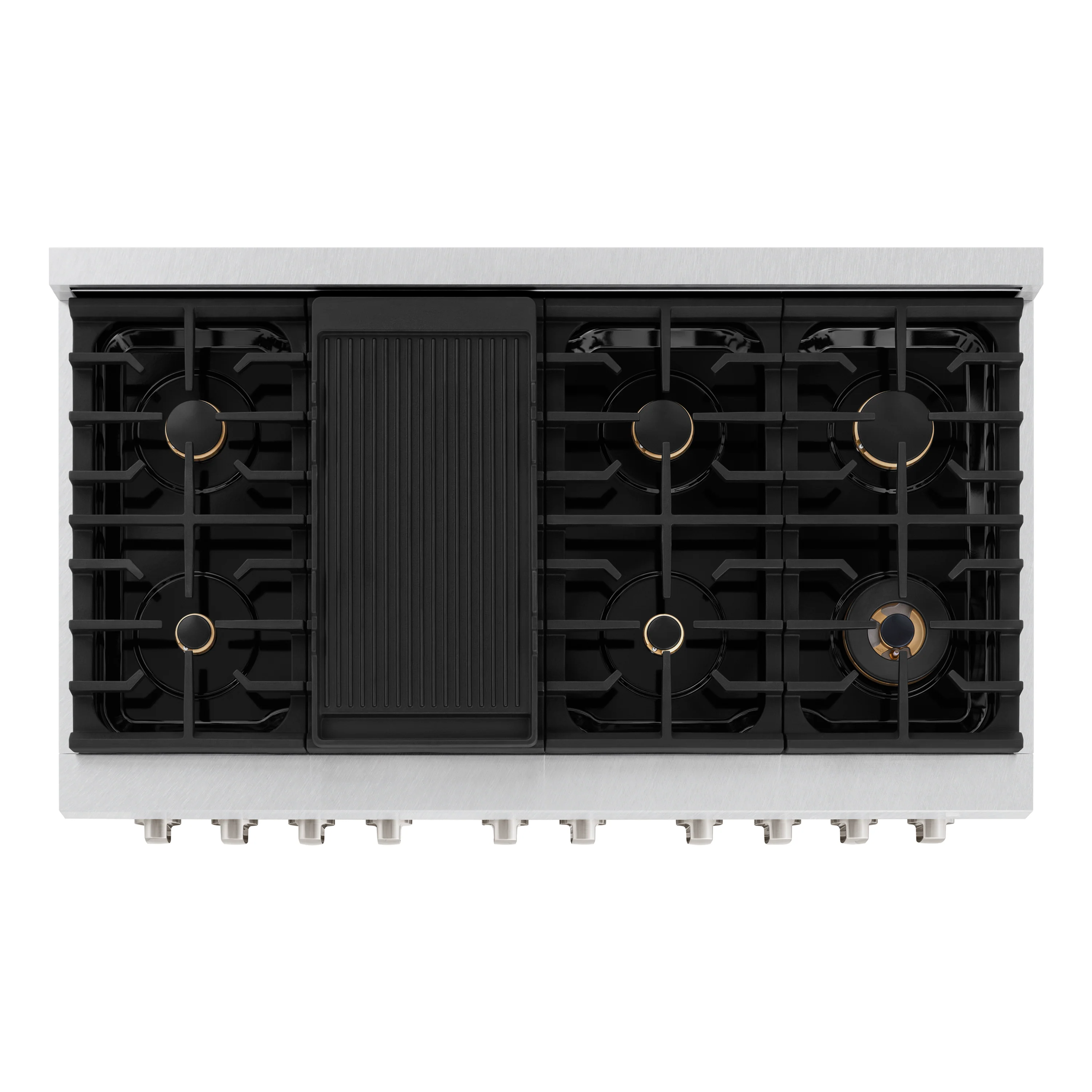 ZLINE 48 in. 6.7 cu. ft. Paramount Double Oven Gas Range in Satin Stainless Steel with 8 Brass Burners (SGRS-BR-48) - Image 14