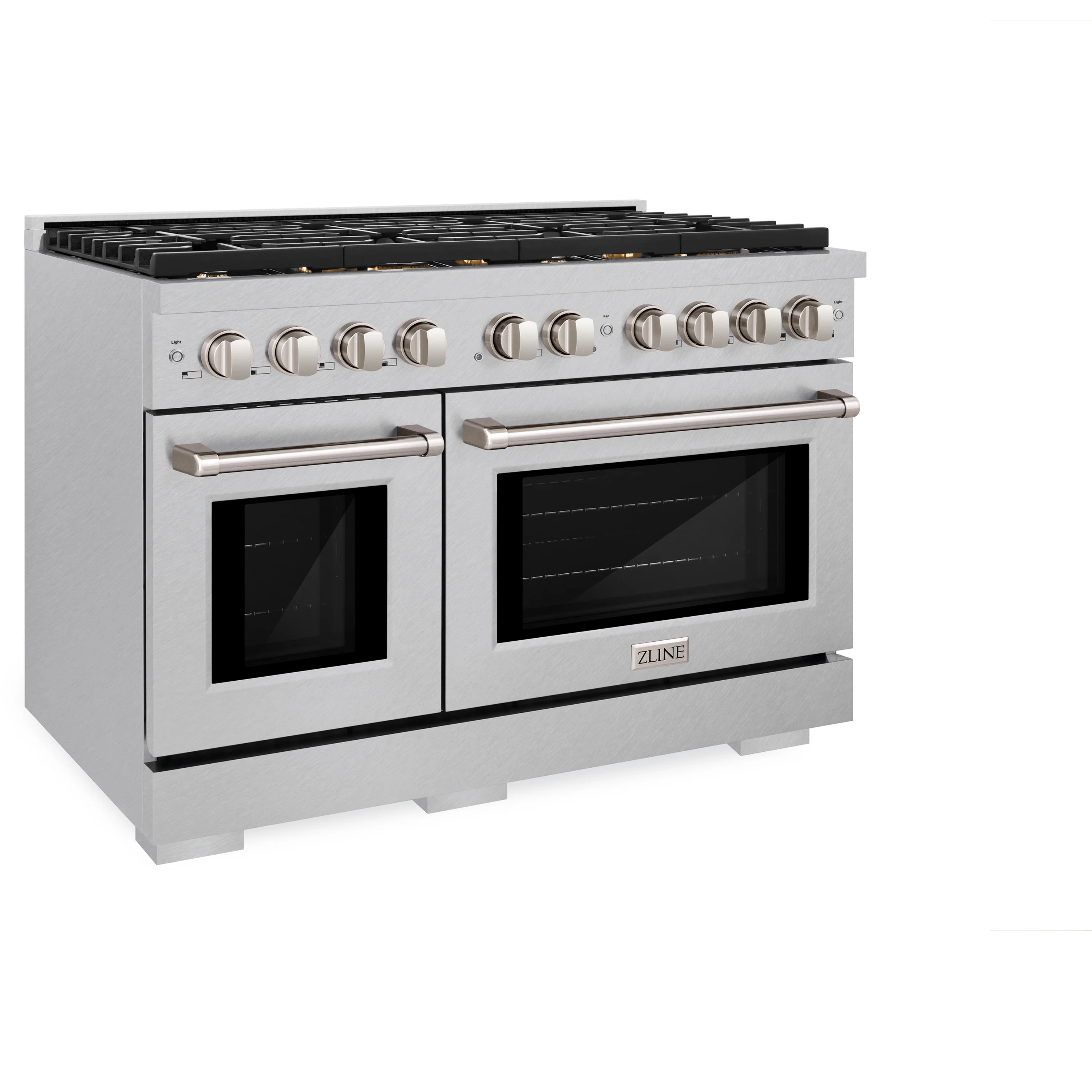 ZLINE 48 in. 6.7 cu. ft. Paramount Double Oven Gas Range in Satin Stainless Steel with 8 Brass Burners (SGRS-BR-48) - Image 3