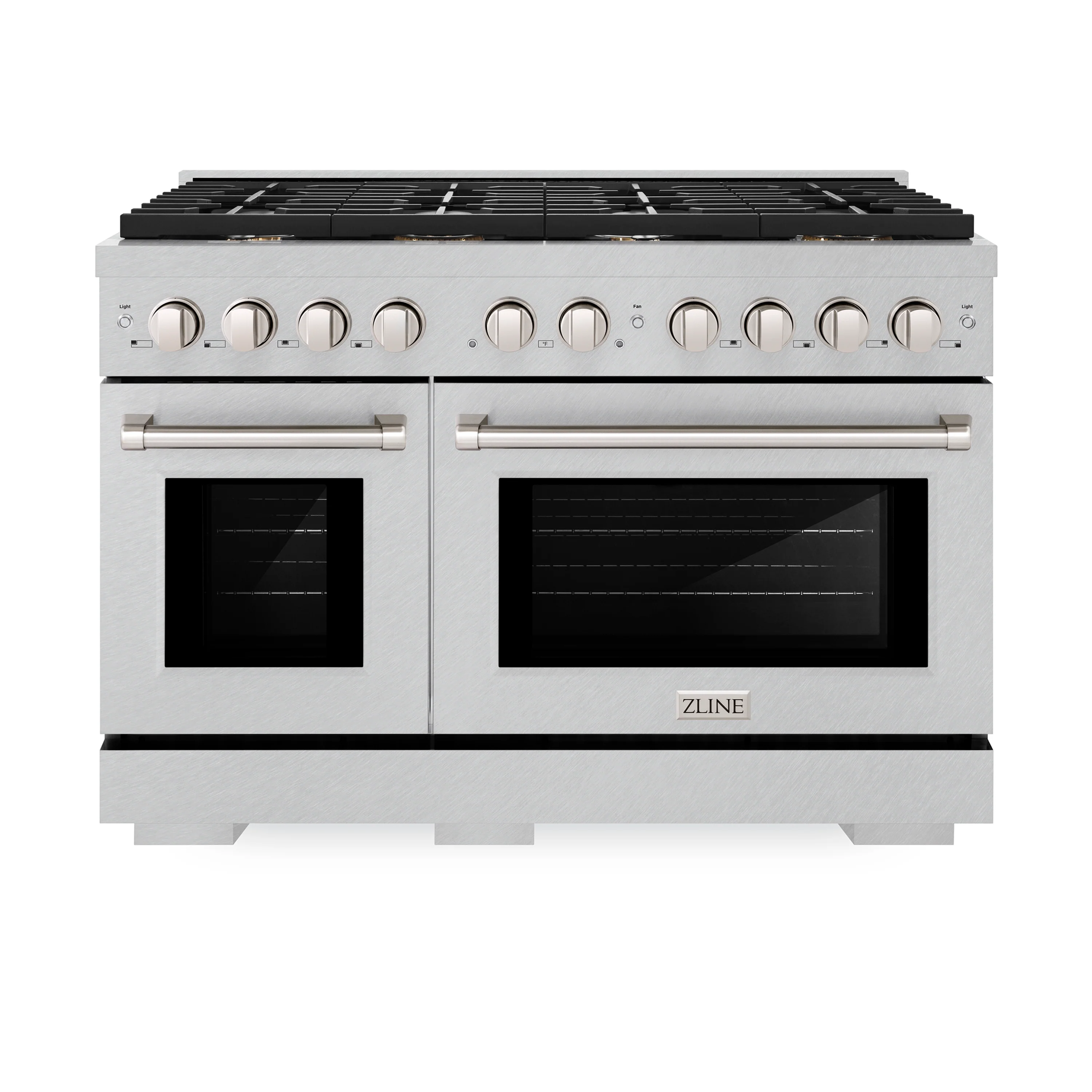 ZLINE 48 in. 6.7 cu. ft. Paramount Double Oven Gas Range in Satin Stainless Steel with 8 Brass Burners (SGRS-BR-48) - Image 4