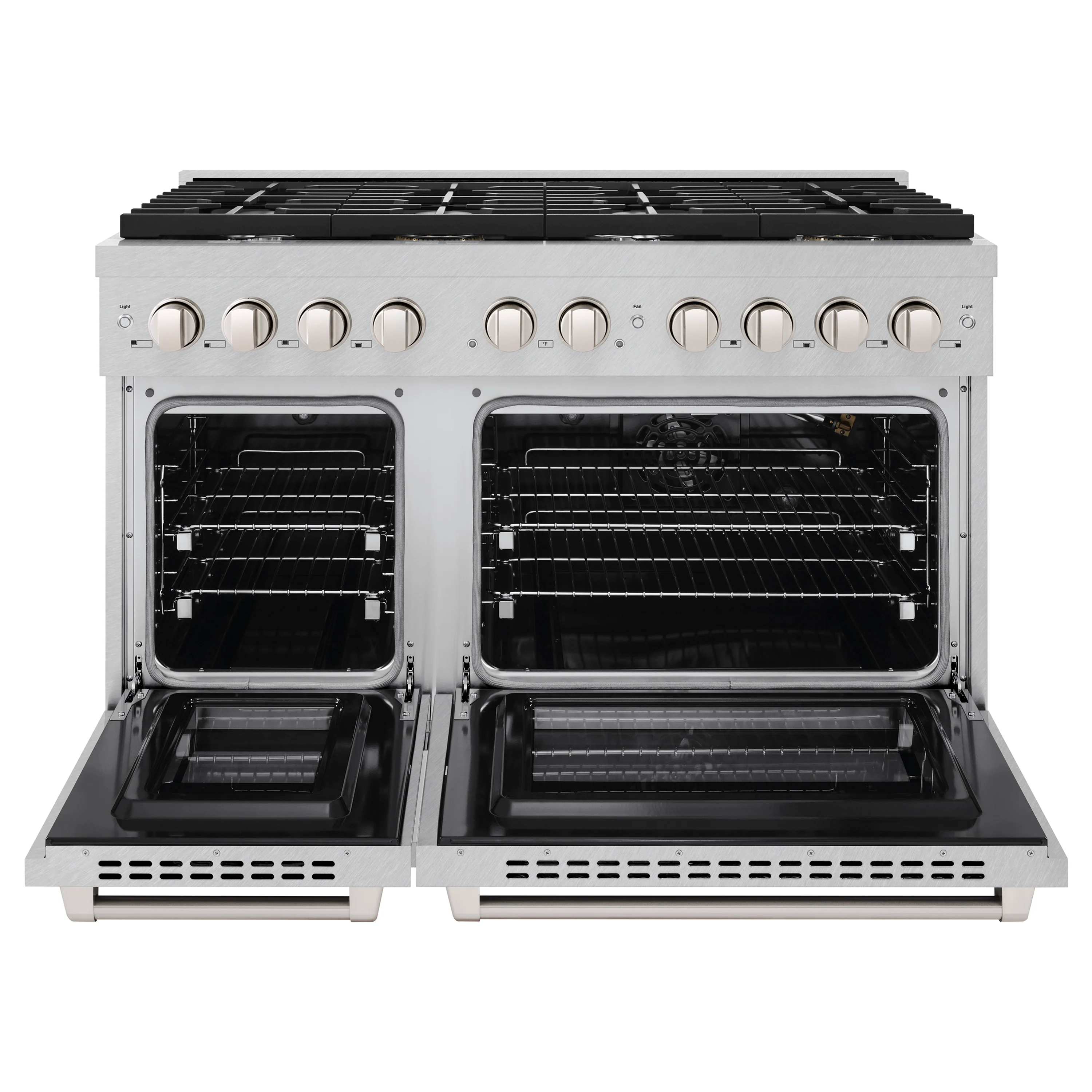 ZLINE 48 in. 6.7 cu. ft. Paramount Double Oven Gas Range with 8 Burner Cooktop in Satin Stainless Steel (SGRS-48) - Image 4