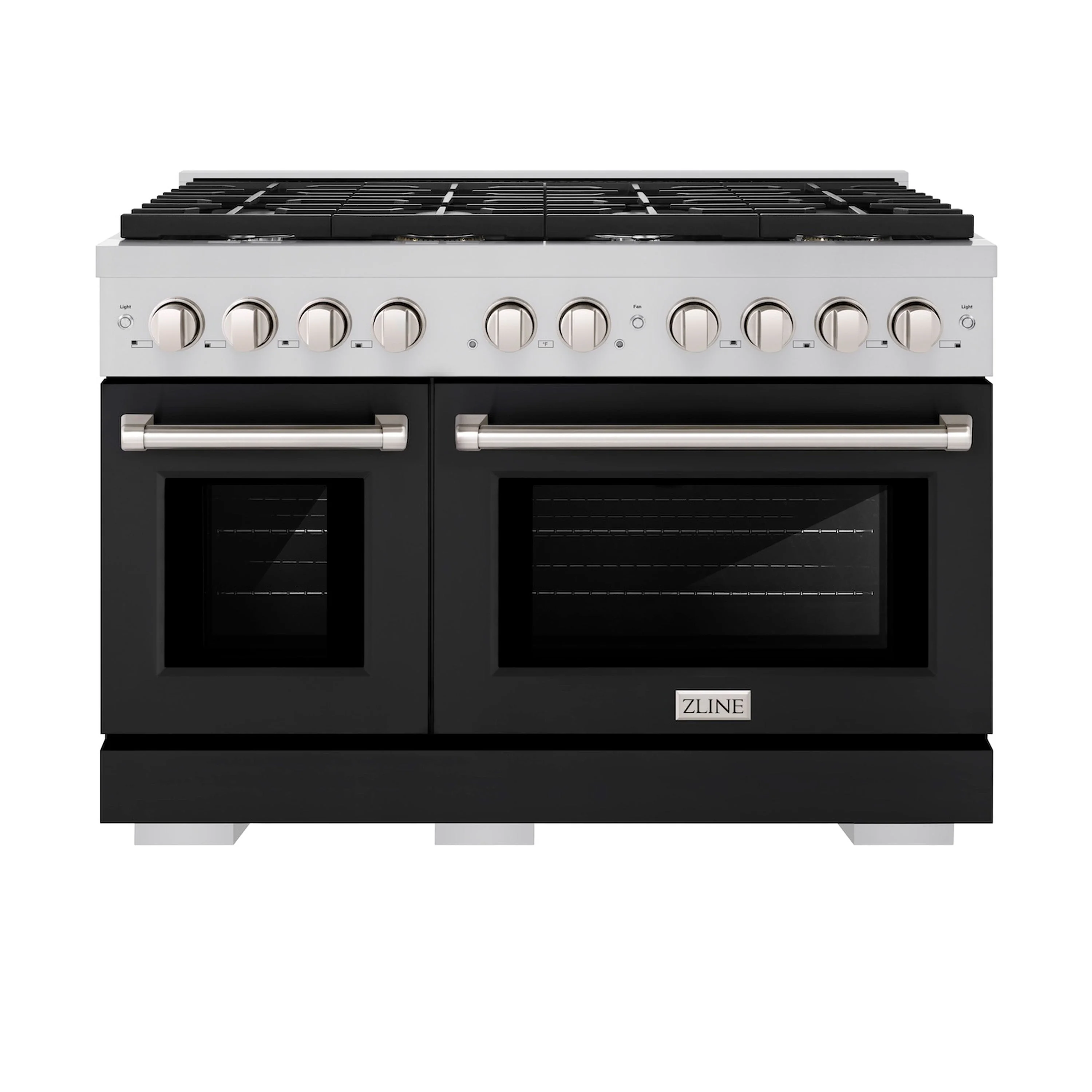 ZLINE 48 in. 6.7 cu. ft. Paramount Double Oven Gas Range with 8 Burner Cooktop in Stainless Steel with Black Matte Doors (SGR-BLM-48) - Image 3