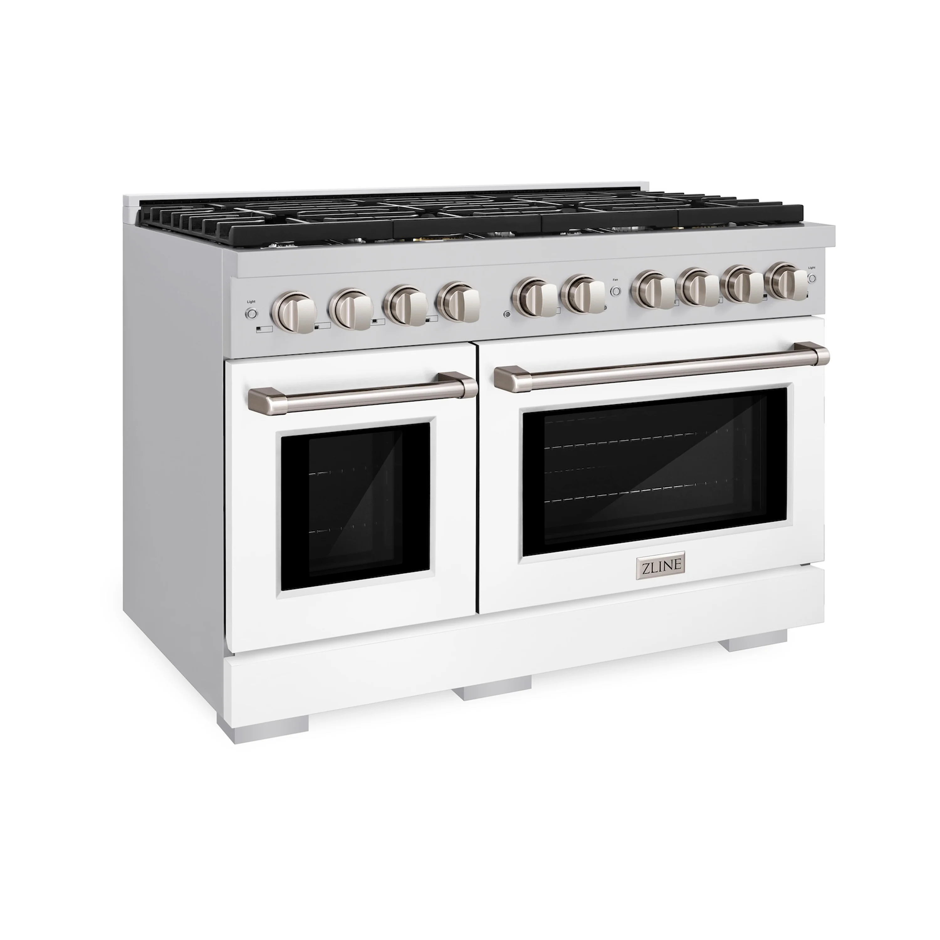 ZLINE 48 in. 6.7 cu. ft. Paramount Double Oven Gas Range with 8 Burner Cooktop in Stainless Steel with White Matte Doors (SGR-WM-48) - Image 5