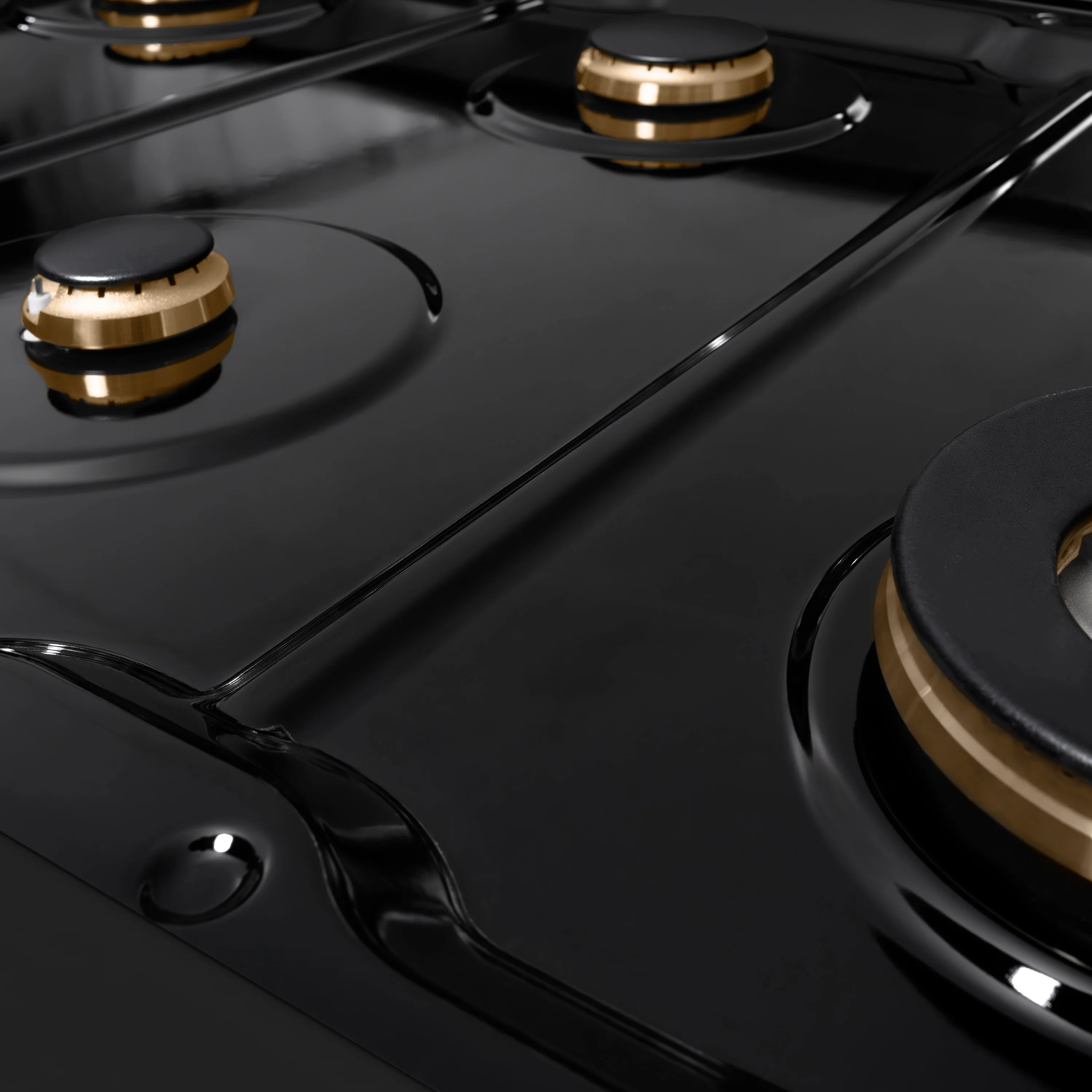 ZLINE 48 in. Paramount Gas Rangetop with 8 Brass Burners and Porcelain Cooktop in Black Stainless Steel (SRTB-BR-48) - Image 6