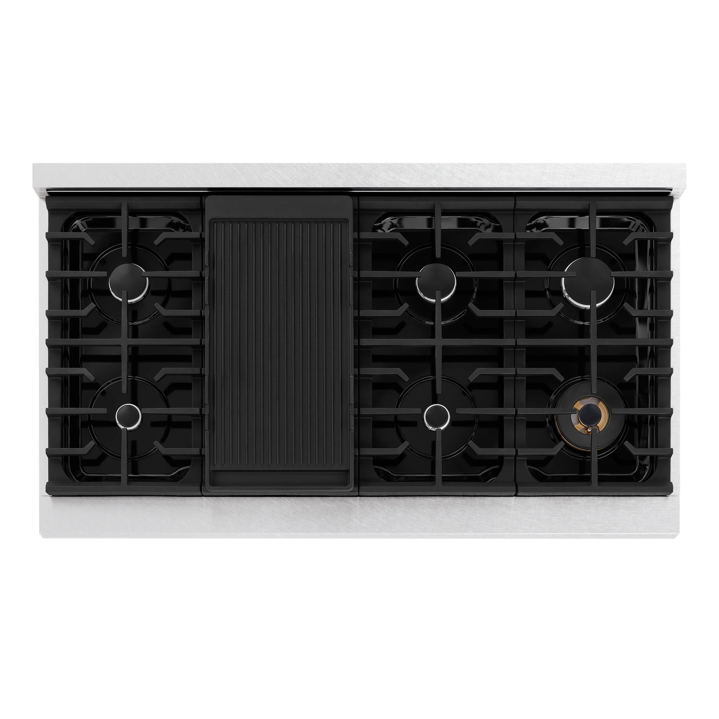 ZLINE 48 in. Paramount Gas Rangetop with 8 Burners and Porcelain Cooktop in Satin Stainless Steel (SRTS-48) - Image 4