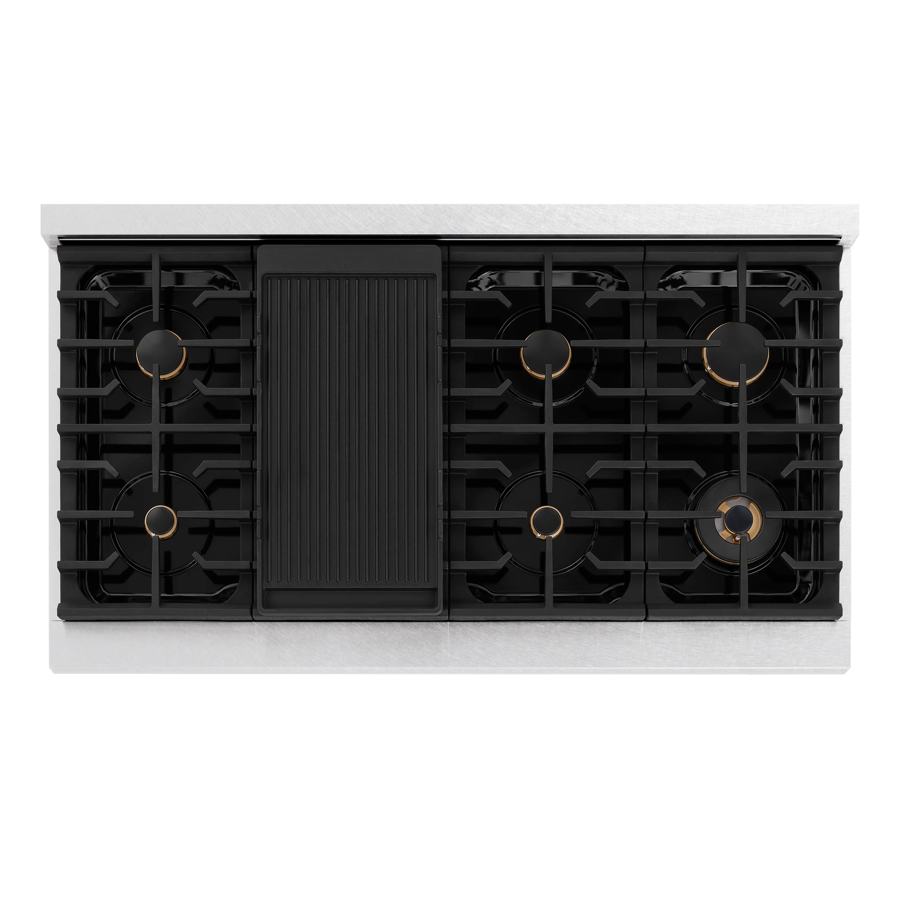 ZLINE 48 in. Paramount Gas Rangetop with 8 Brass Burners and Porcelain Cooktop in Satin Stainless Steel (SRTS-BR-48) - Image 10