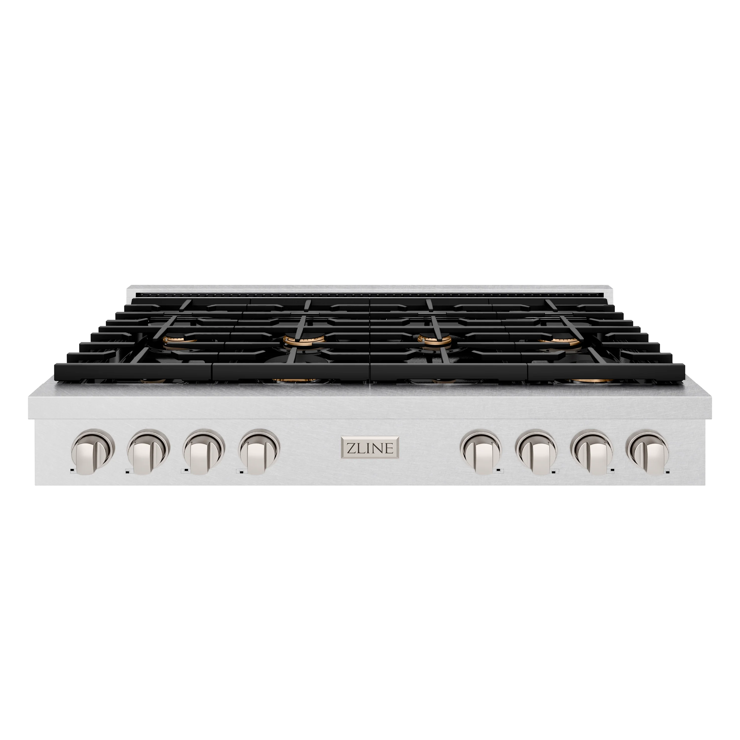 ZLINE 48 in. Paramount Gas Rangetop with 8 Brass Burners and Porcelain Cooktop in Satin Stainless Steel (SRTS-BR-48) - Image 3