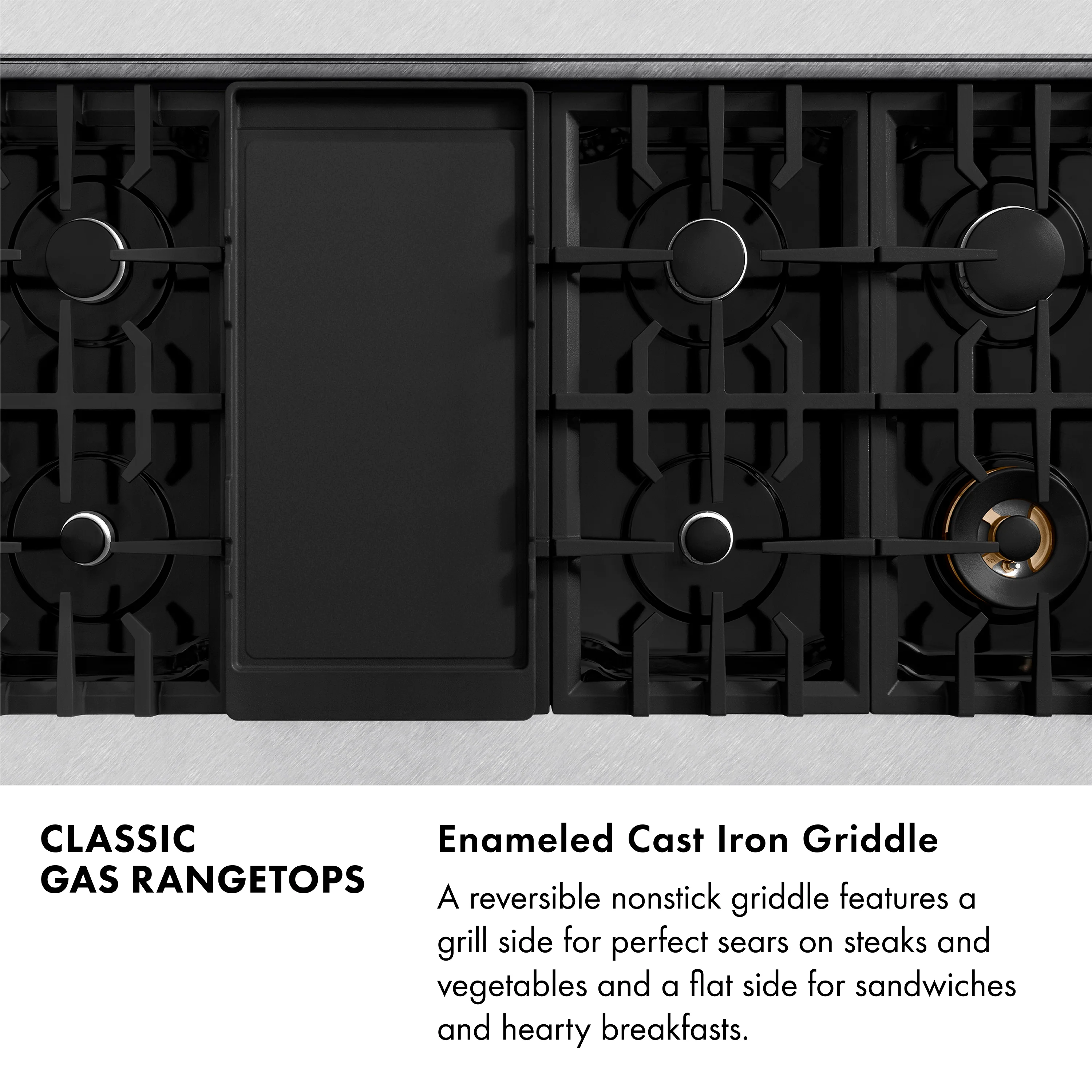 ZLINE 48 in. Classic Gas Rangetop with 8 Burners and Porcelain Cooktop in Satin Stainless Steel with Griddle (RTS-GR-48) - Image 13