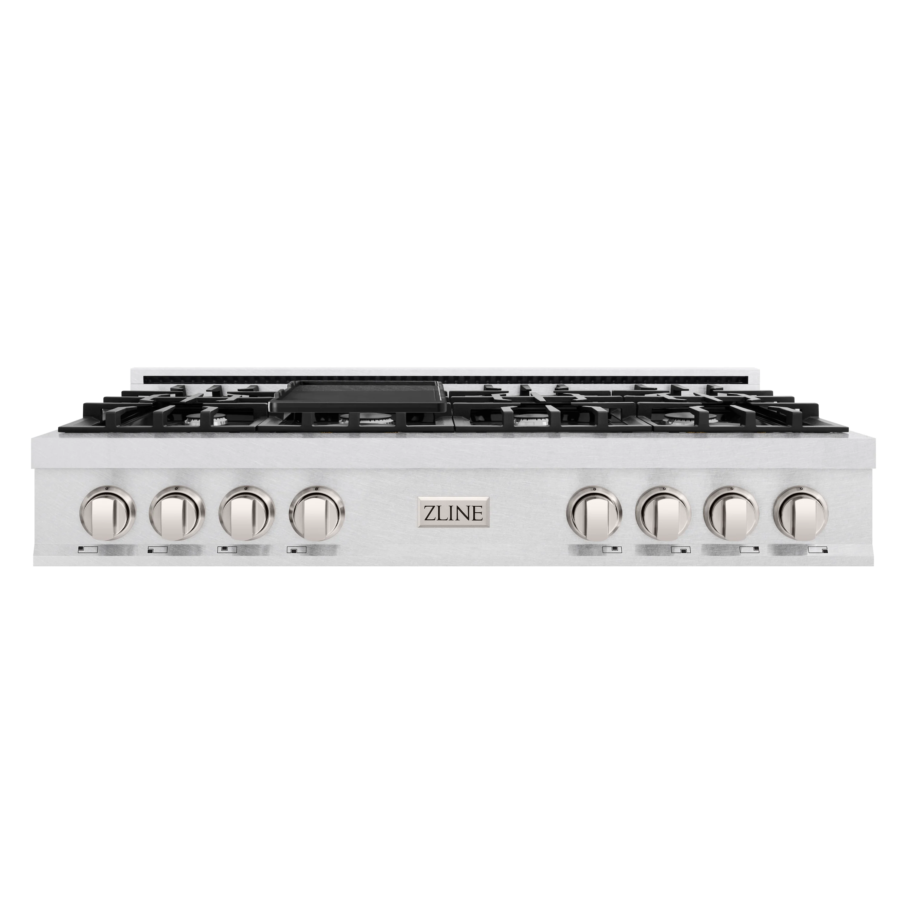 ZLINE 48 in. Classic Gas Rangetop with 8 Burners and Porcelain Cooktop in Satin Stainless Steel with Griddle (RTS-GR-48) - Image 4
